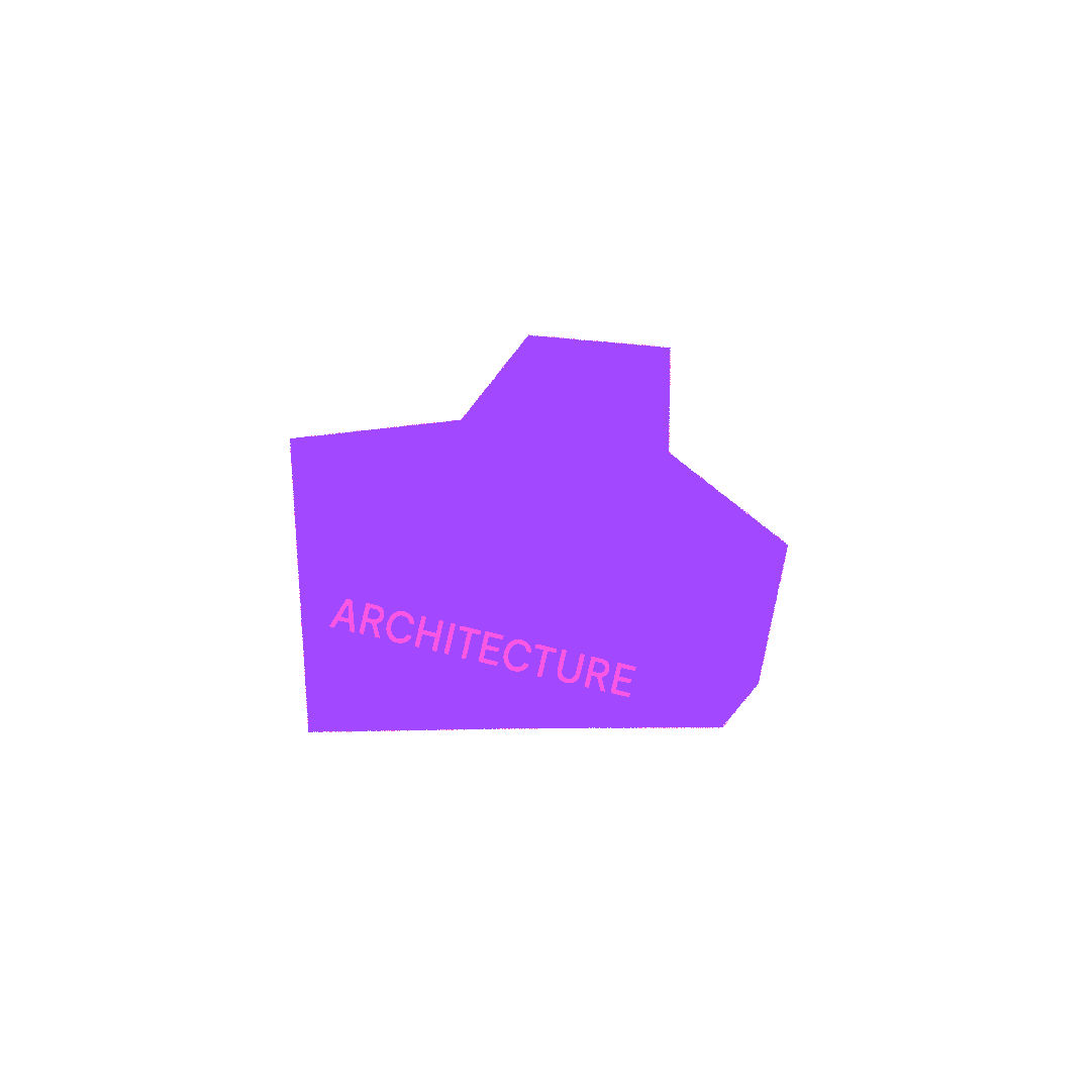 purple shape with Architecture written in pink