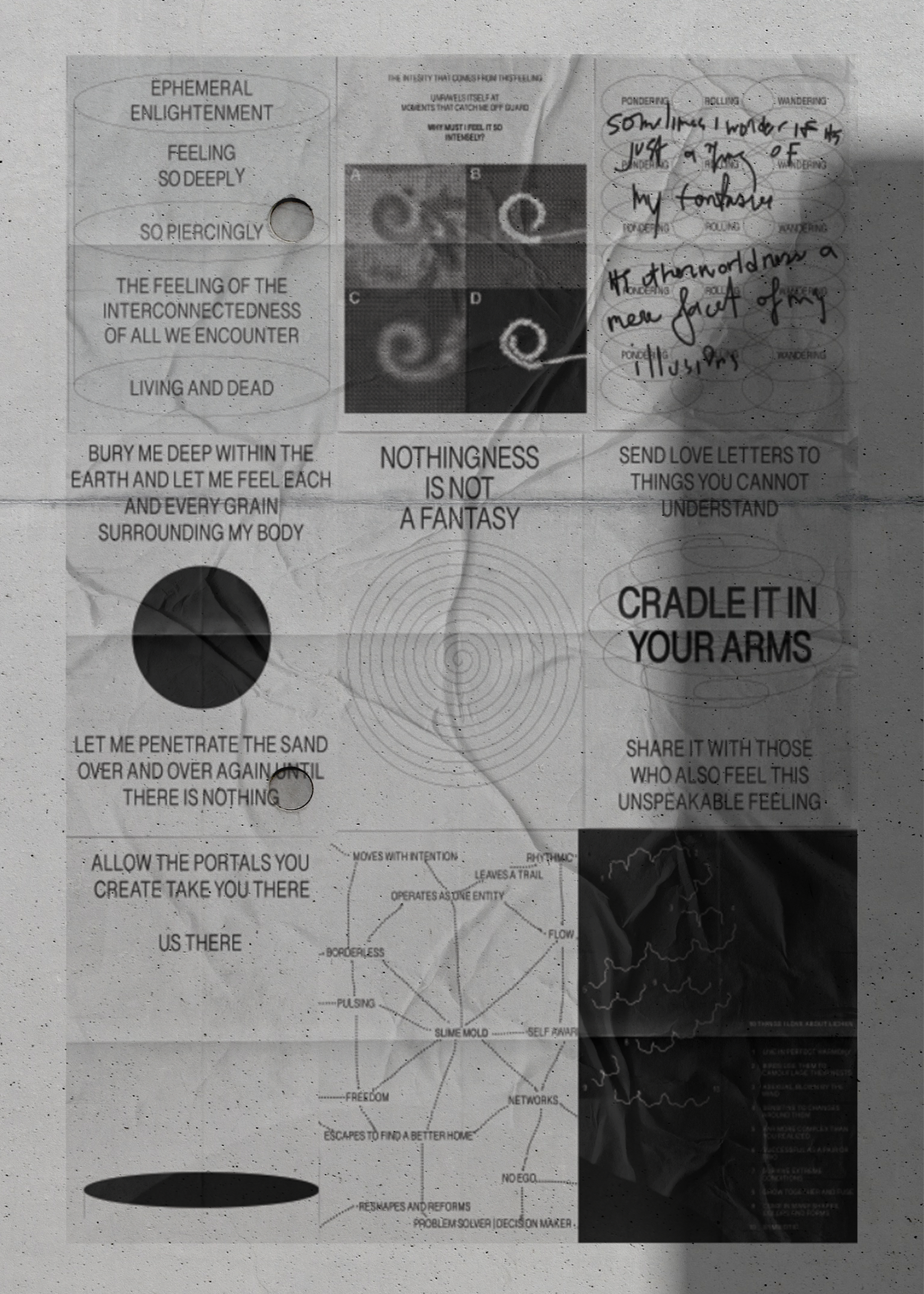 Poster design with black typography on a grey background