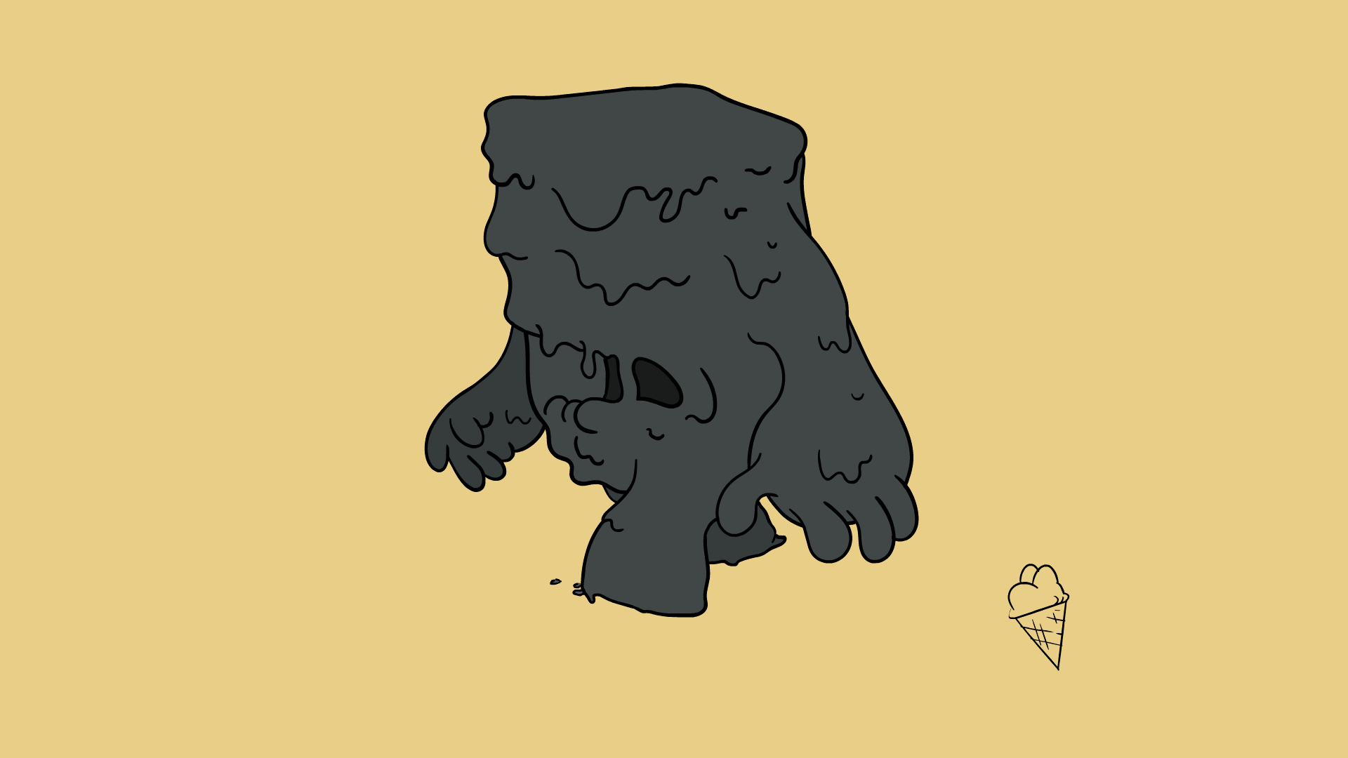 animated black cube walking