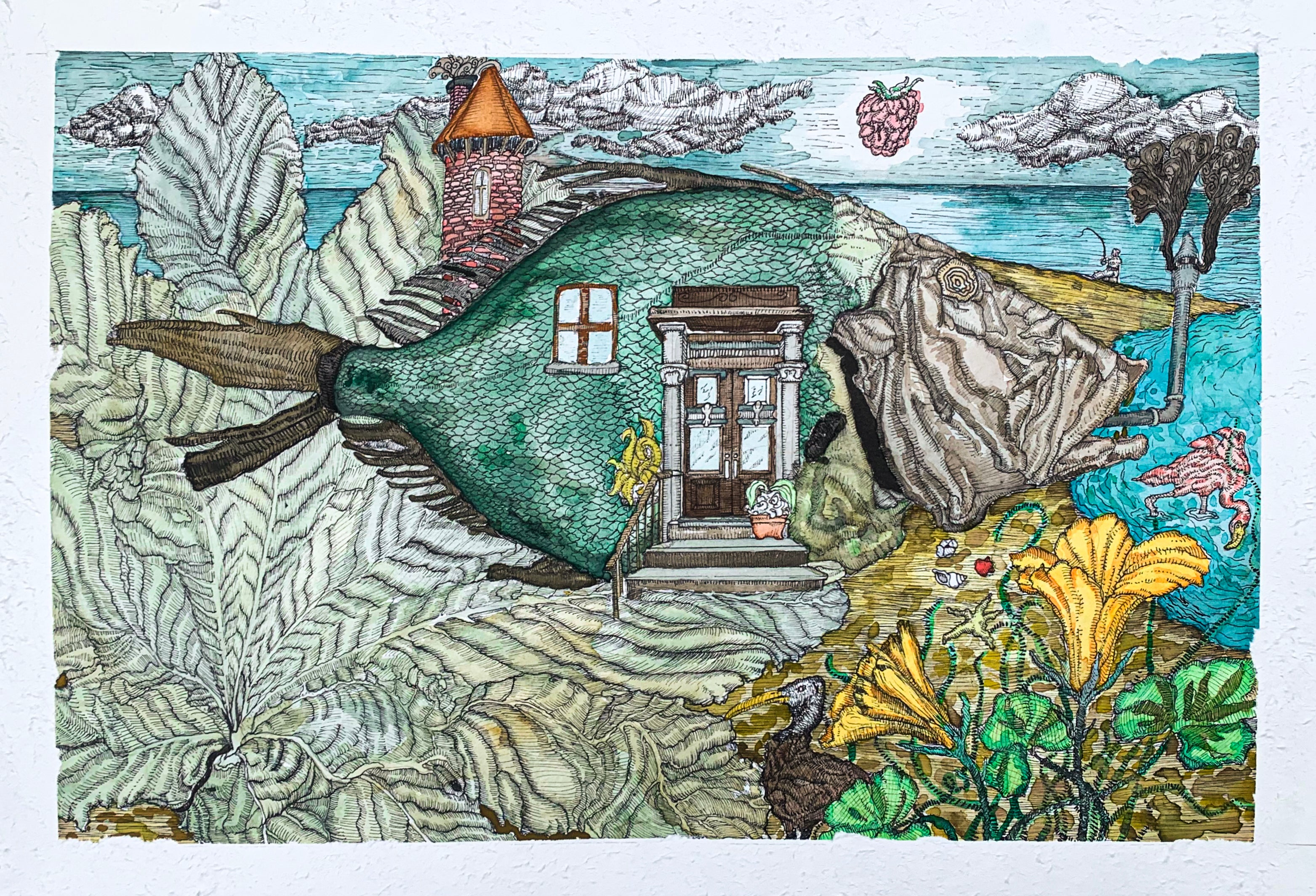 Pen and ink watercolor