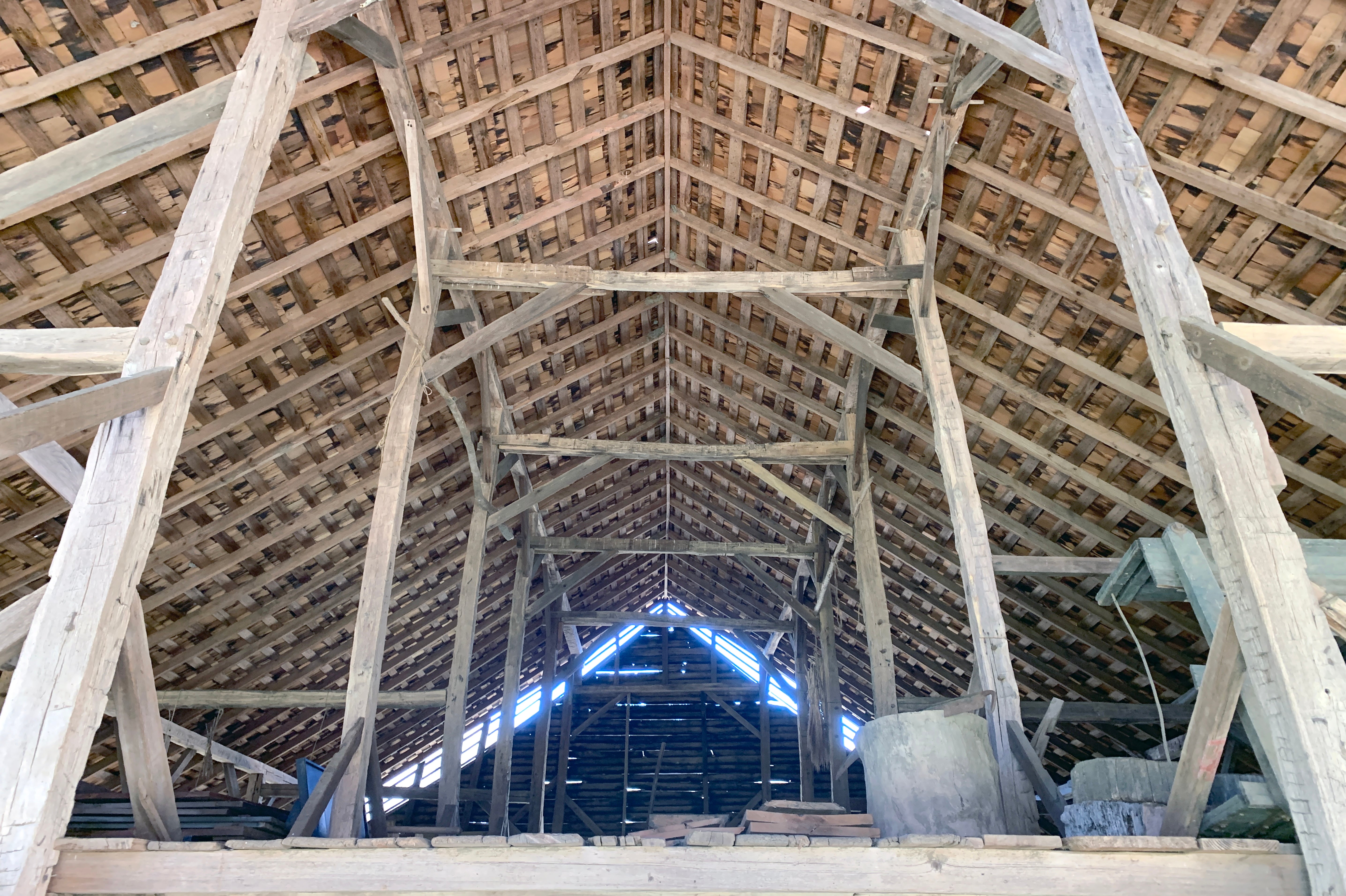 Barn at the Oconaluftee Mountain Farm Museum in Cherokee, NC.