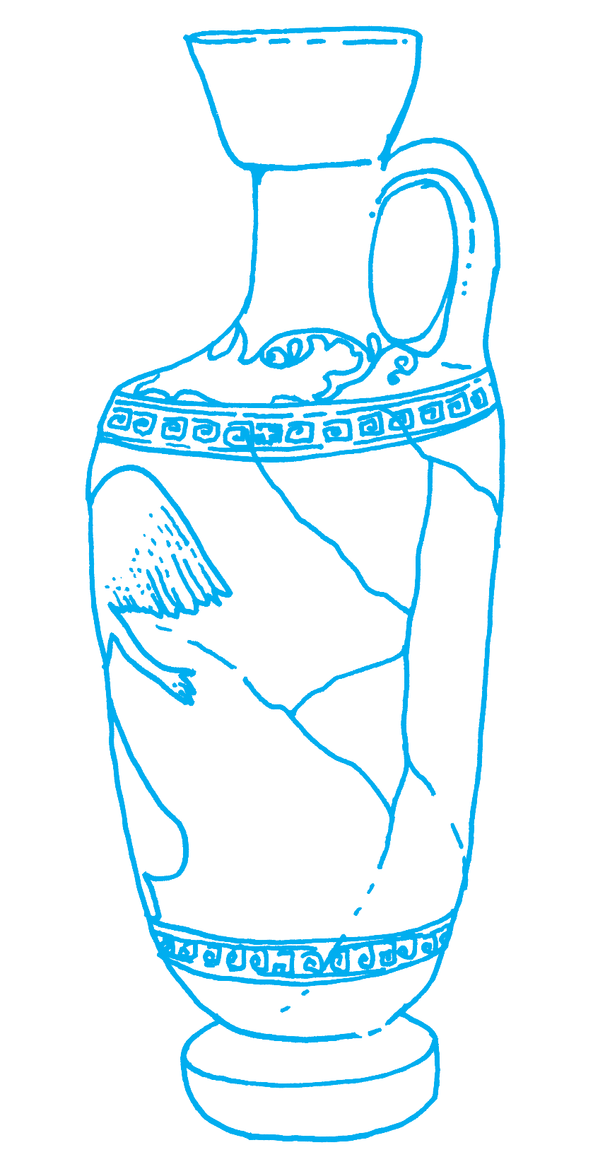 line drawing of ancient Greek Lekythos (oil flask)