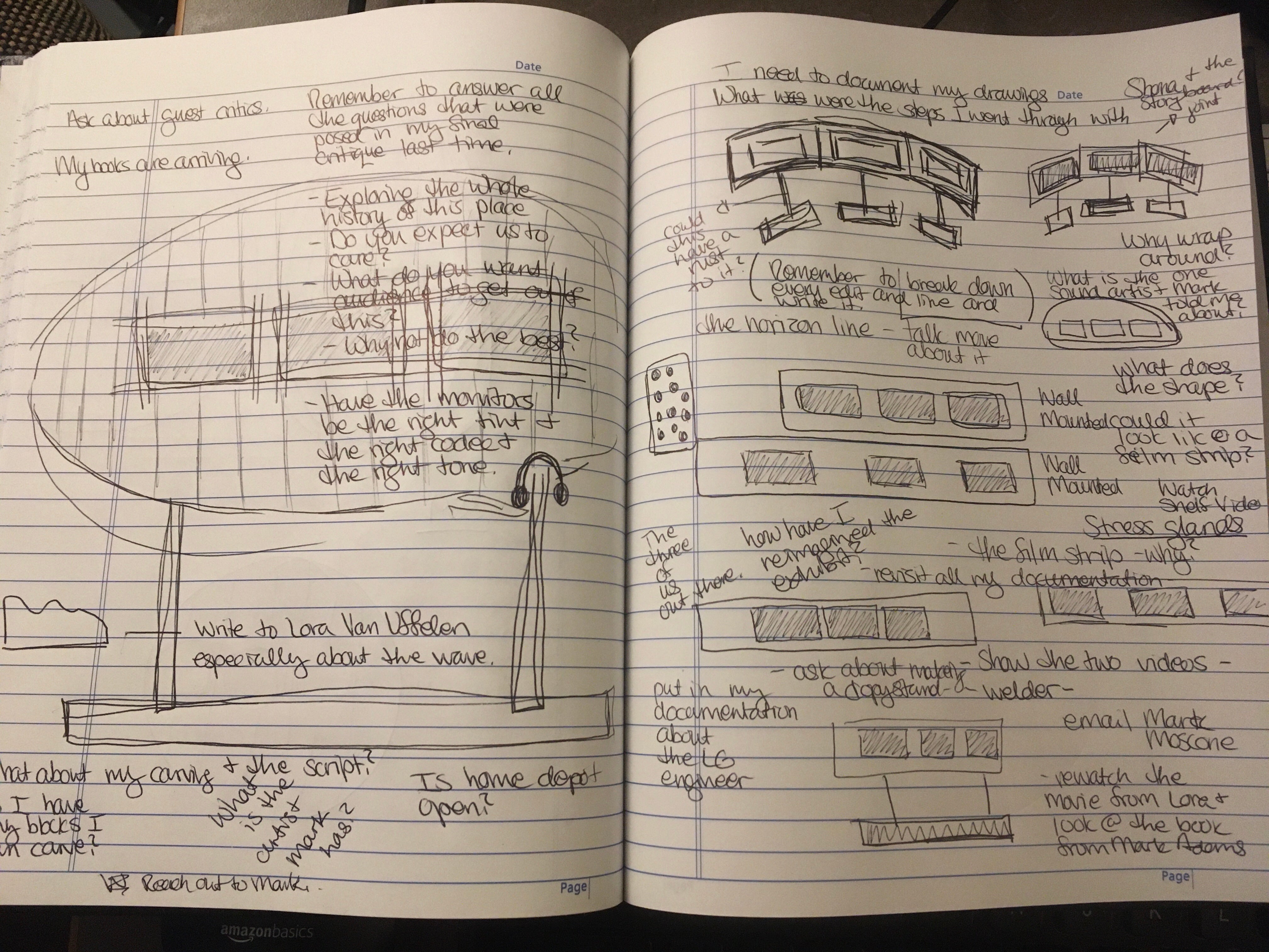 Sketchbook of ideas for installation.