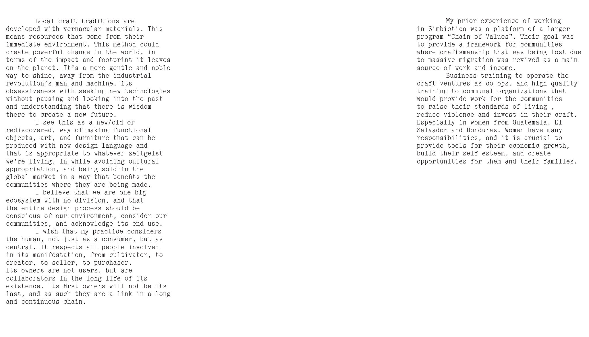 Text about Traditional Craft and Simbiotica