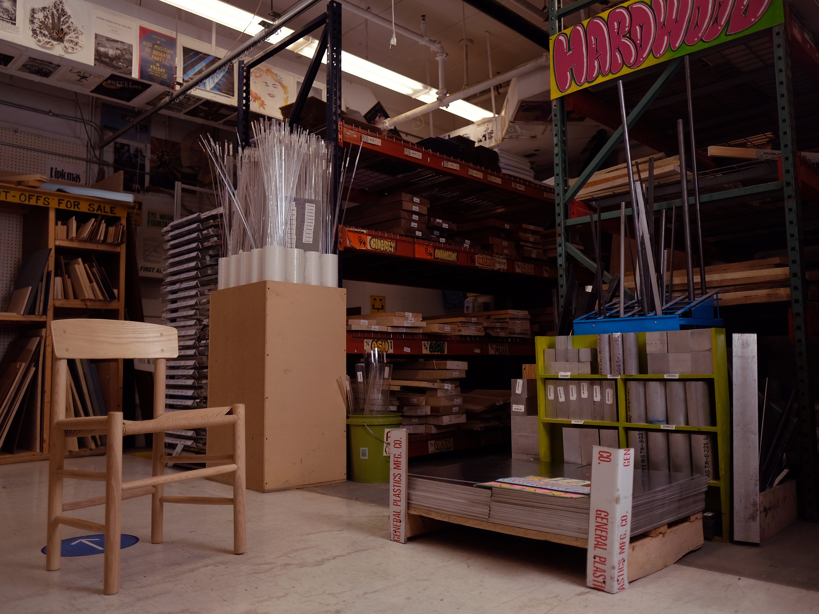 Photo of Analog | Digital | Analog, a replica of the J39 chair, in the place which its primary materials were purchased,the RISD 3D store