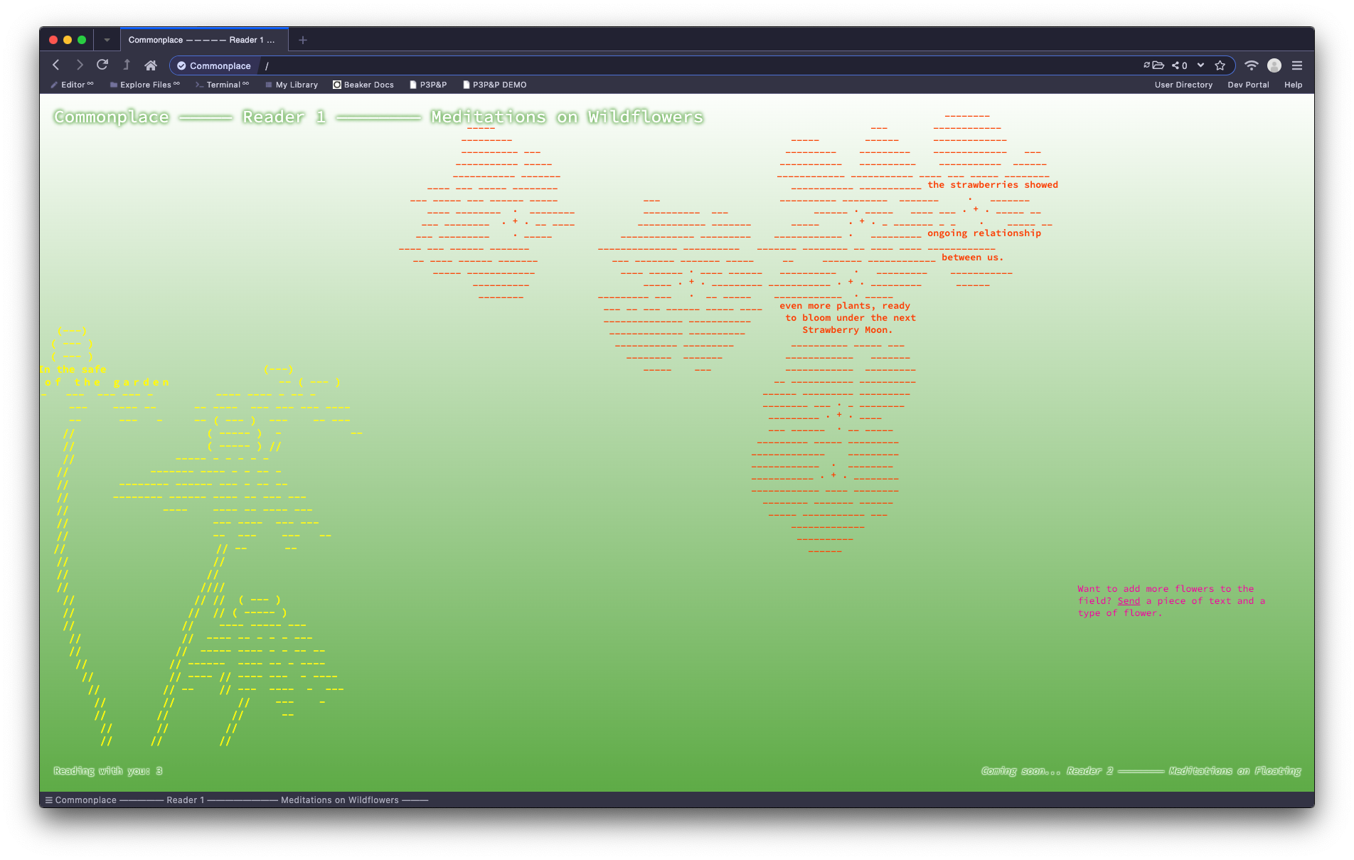 Scrolling sideways reveals more flowers