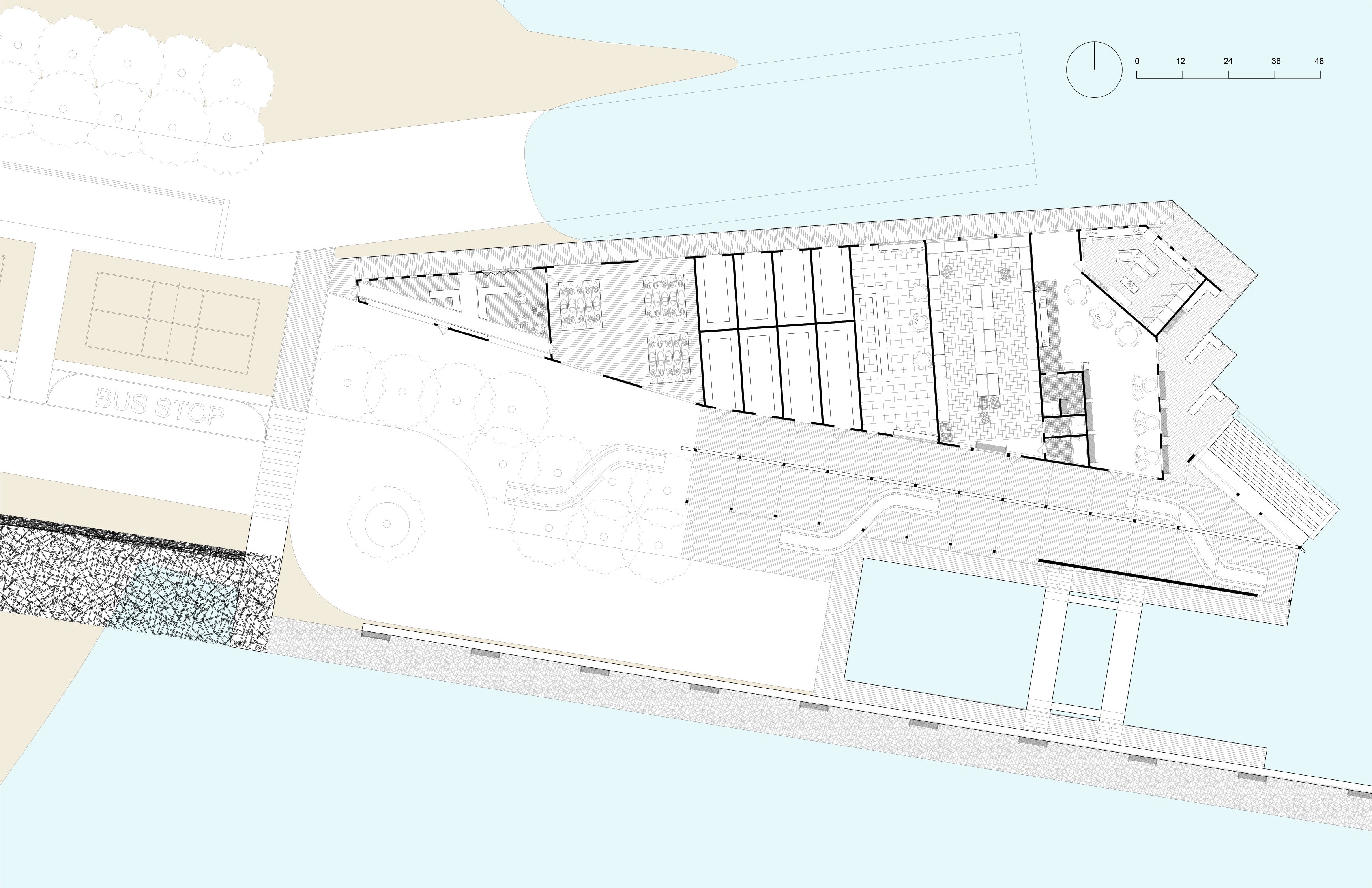 A drawing showing the proposed program of the Harbor Park Building