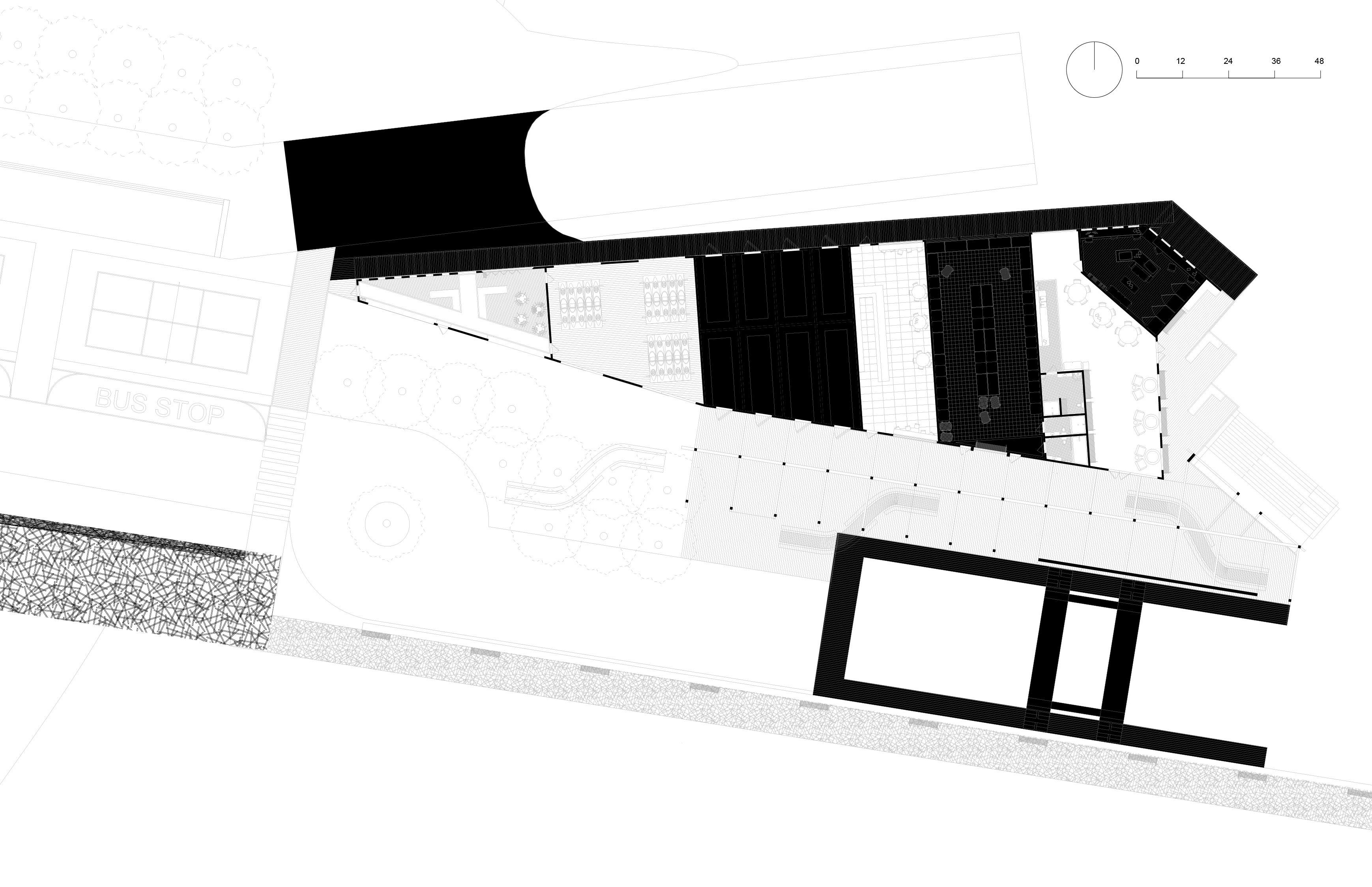 A diagram of the Harbor Park area that shows a weaving of work and leisure programing