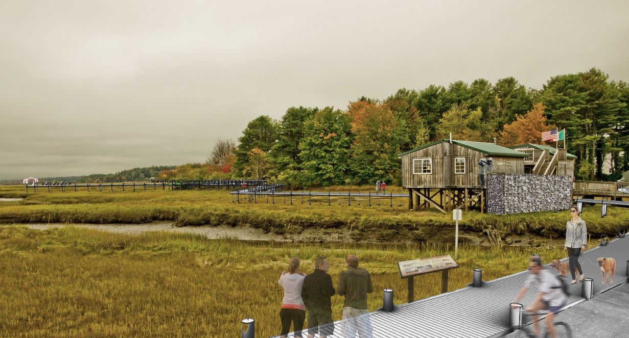 A perspective of the Marsh Trail system in Wells, Maine