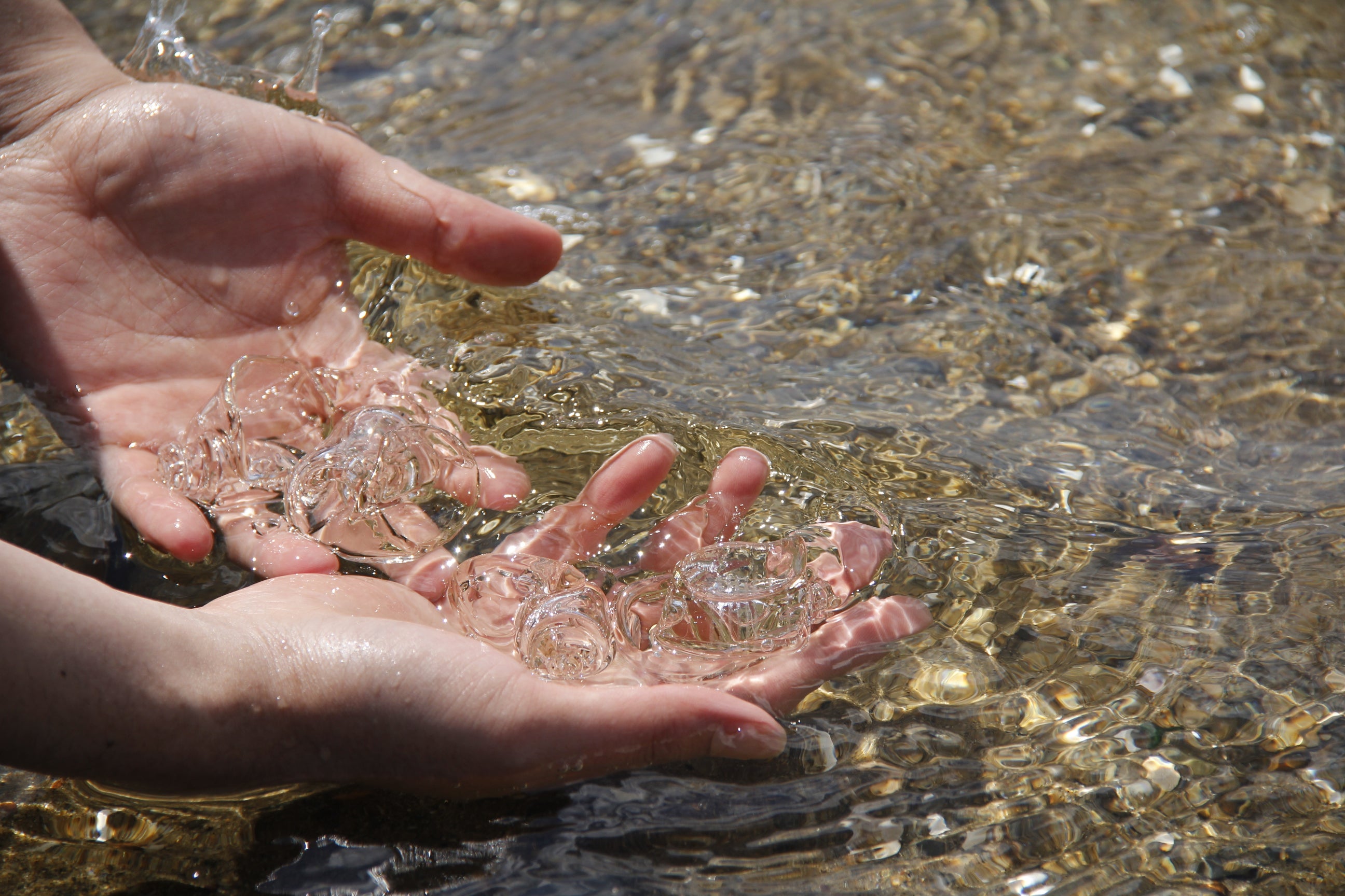 I held glass shells in my hands in the sea 