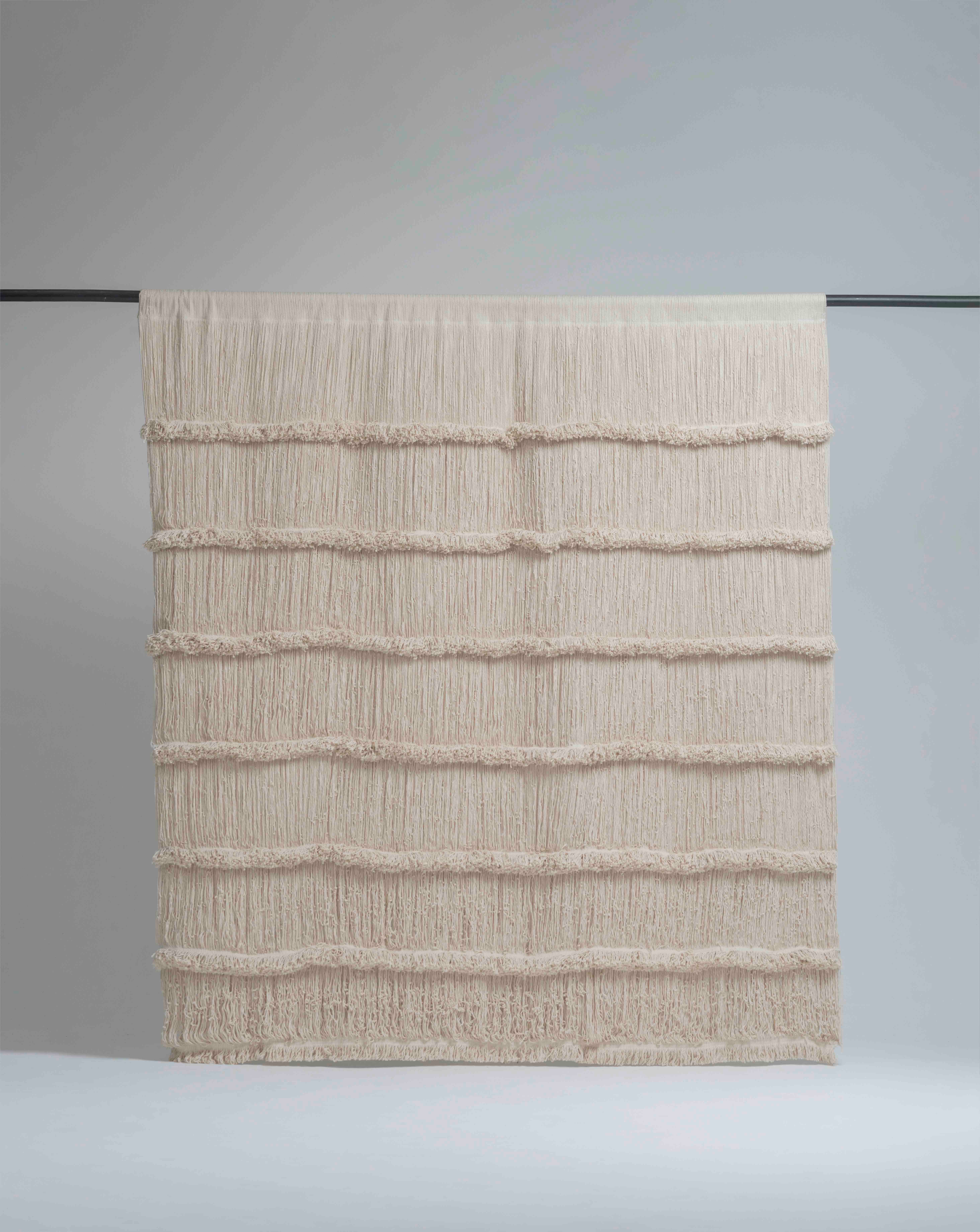 Weaved cotton curtain hanging from rod final picture 