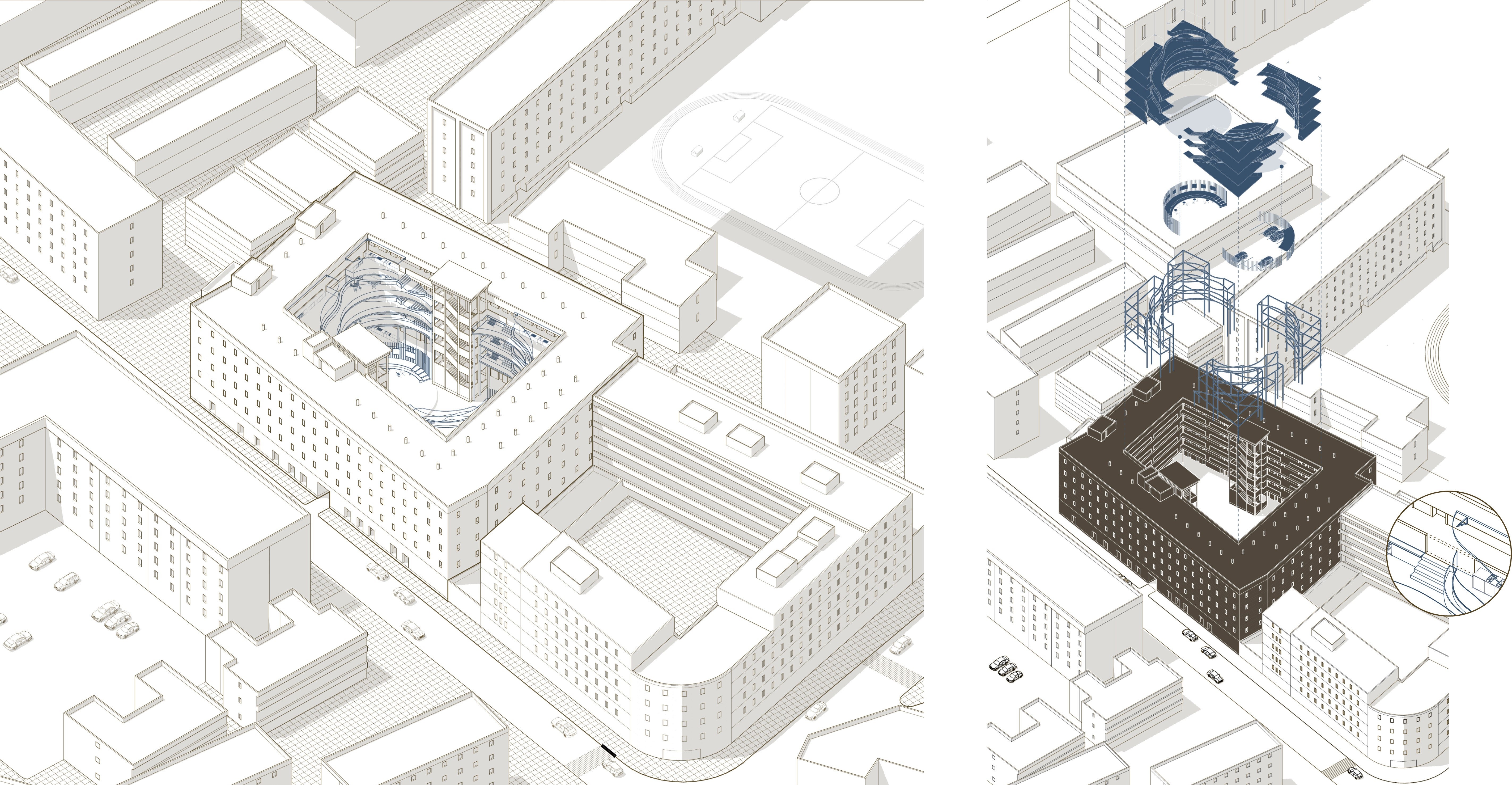 Axonometric view and exploded diagram