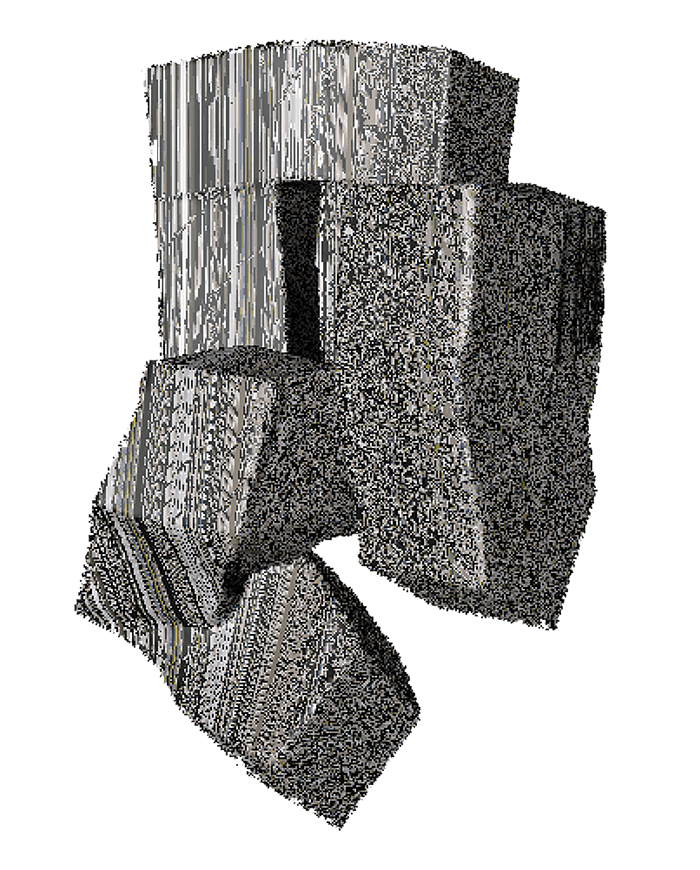 An amorphous 3d shape reminiscent of a stone artifact