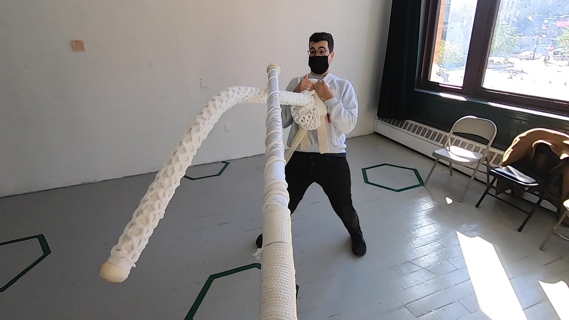 Ram Harness Games are performances choreographing and manifesting the mental, physical, and social conditions of social distancing during COVID-19. Inspired by ram harnesses. Collaboration with Hannah Lutz Winkler.
