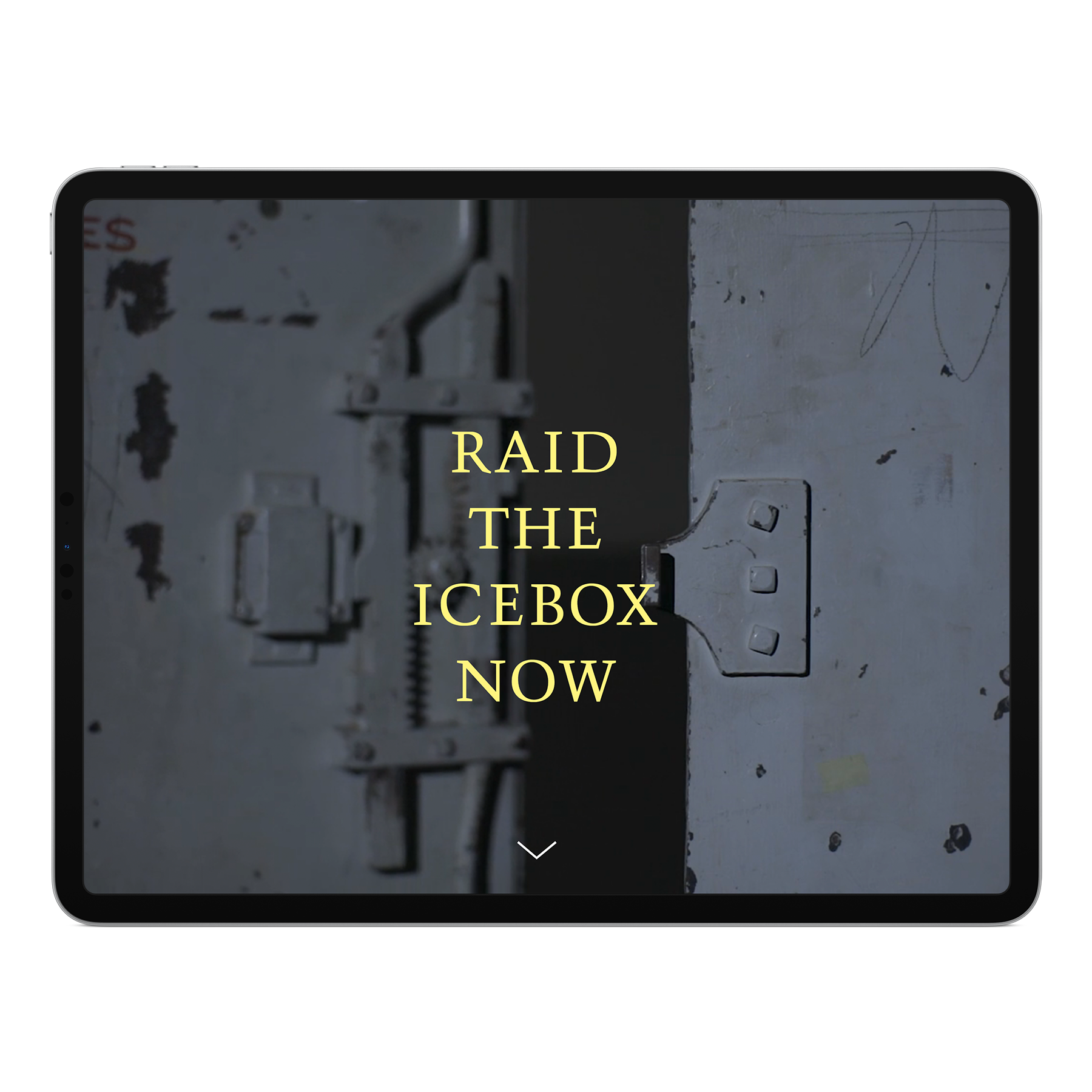 ipad showing the cover of the Raid the Icebox Now digital publication