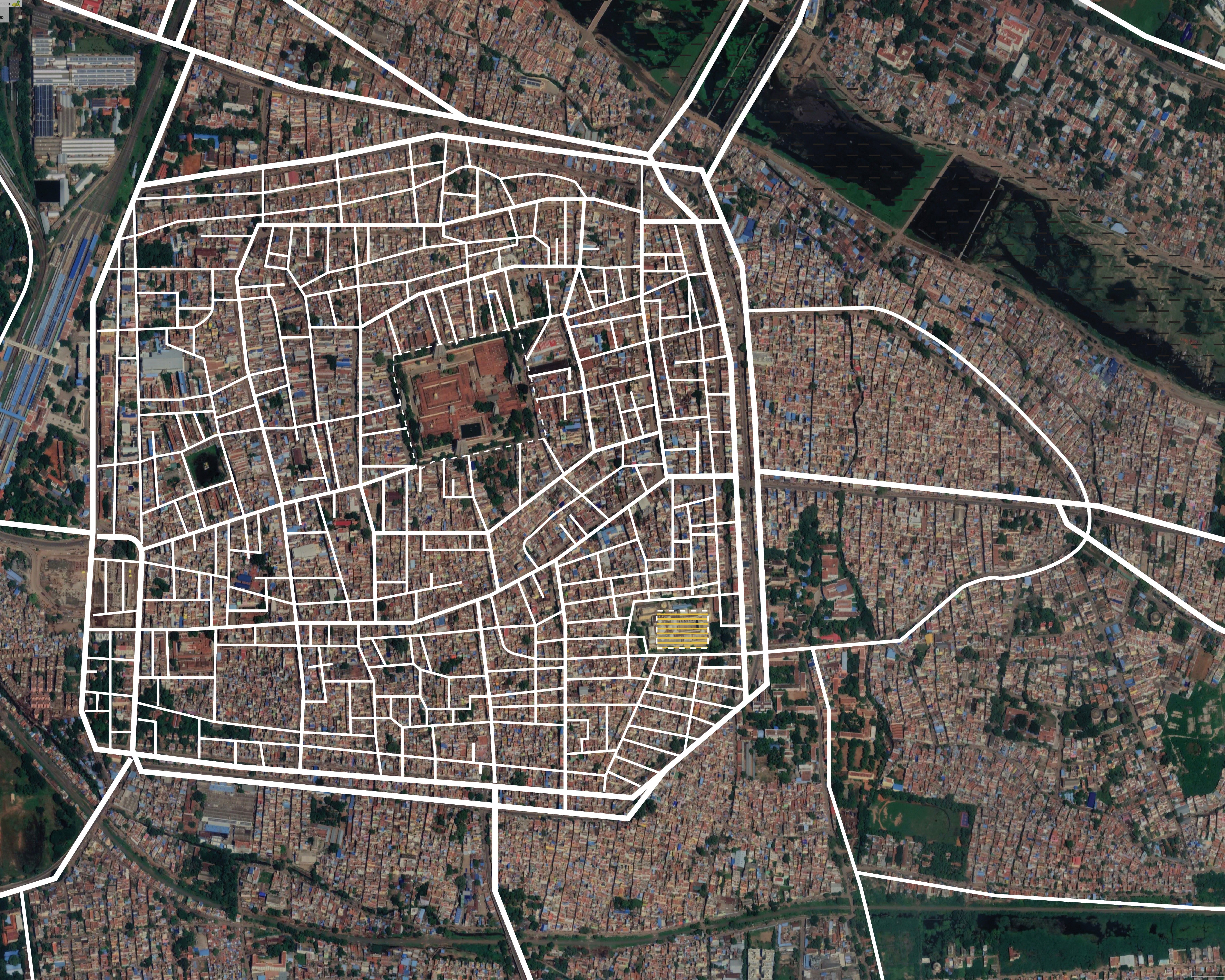 Madurai with concentric planning from the temple overlay
