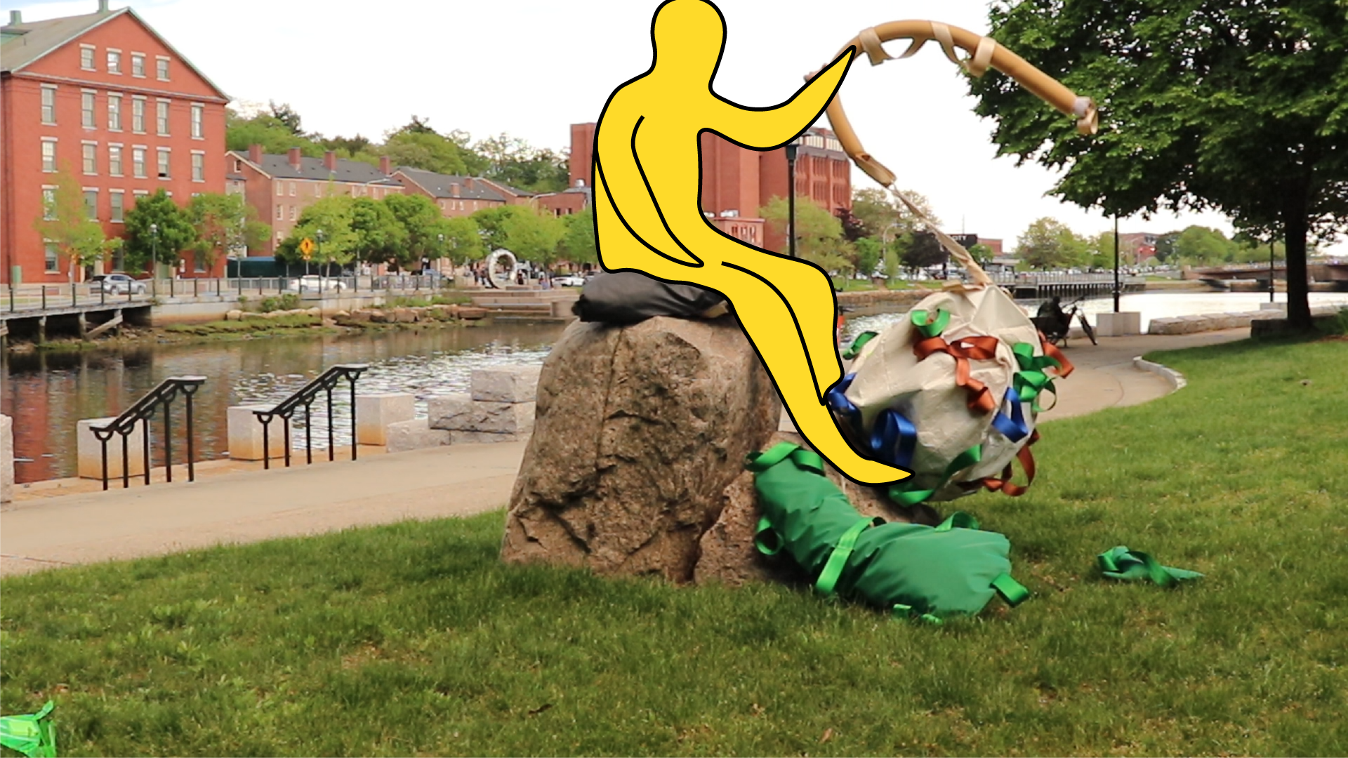 yellow person with toys