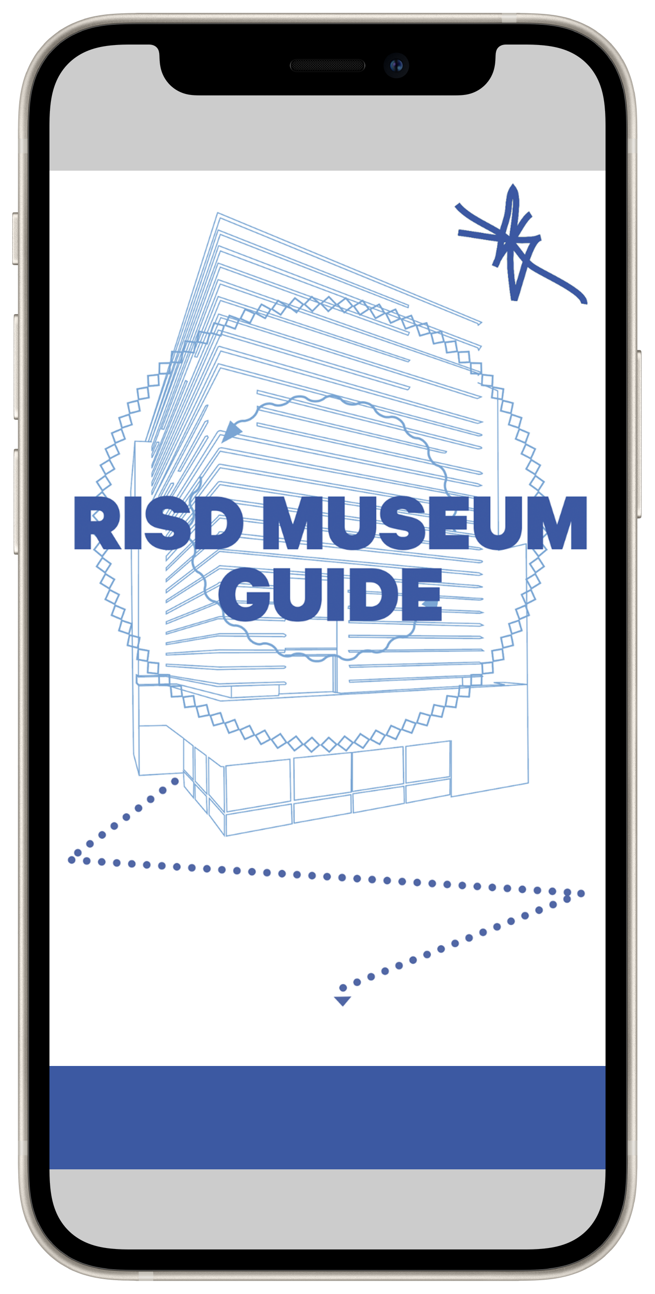 mobile phone showing the home page of the RISD Museum Guide
