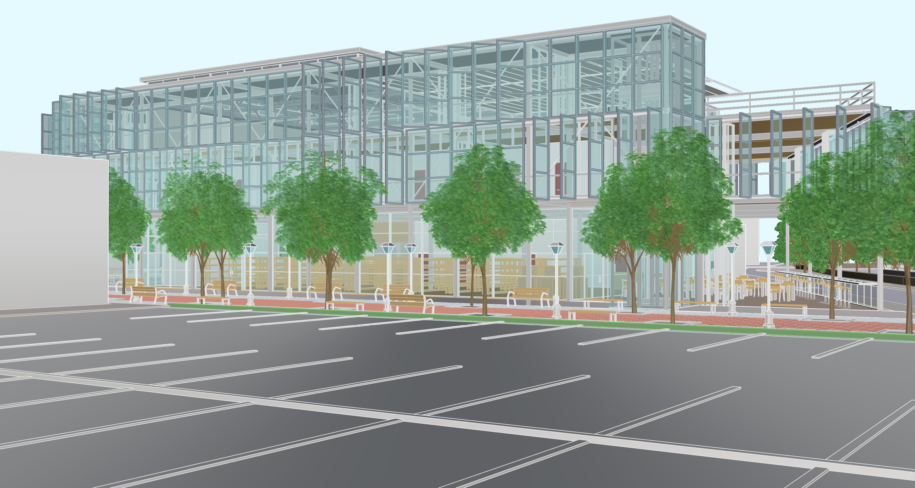 Perspective View from the parking lot