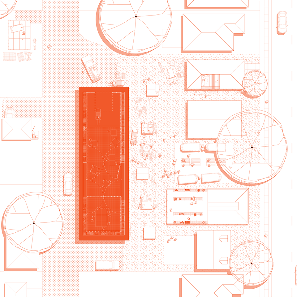 The Shed acts as the main source of material indexing and cataloging where those involved in the system can collect materials, learn about unbuilding, or form connections like apprenticeships and labor unions. 