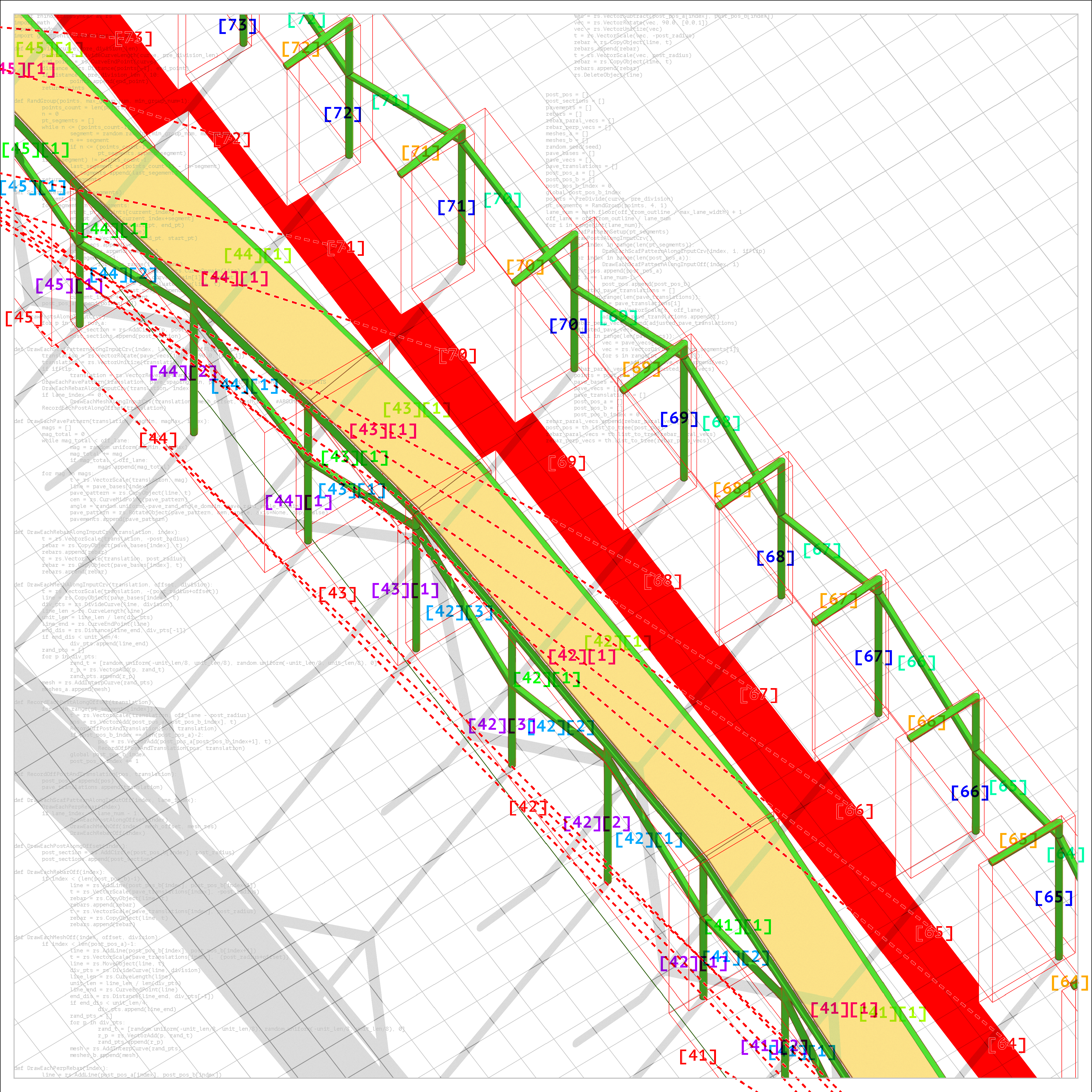 In this drawing, the scaffold is modeled with two, unmatched data structures. 