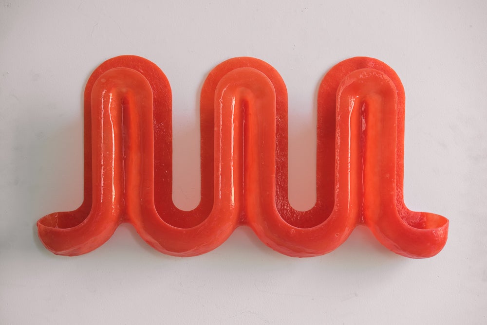 Three red swells in a line. 