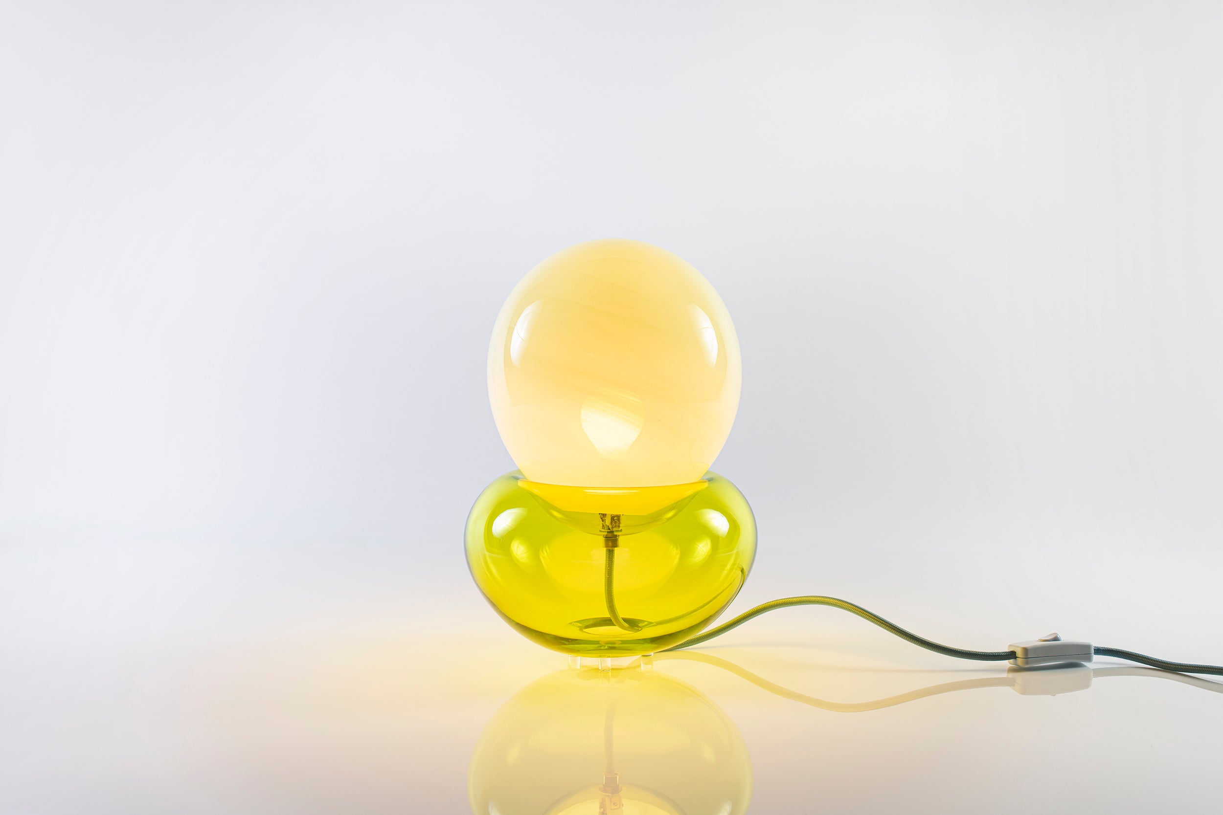 A night lamp with three part of hand-made blown forms