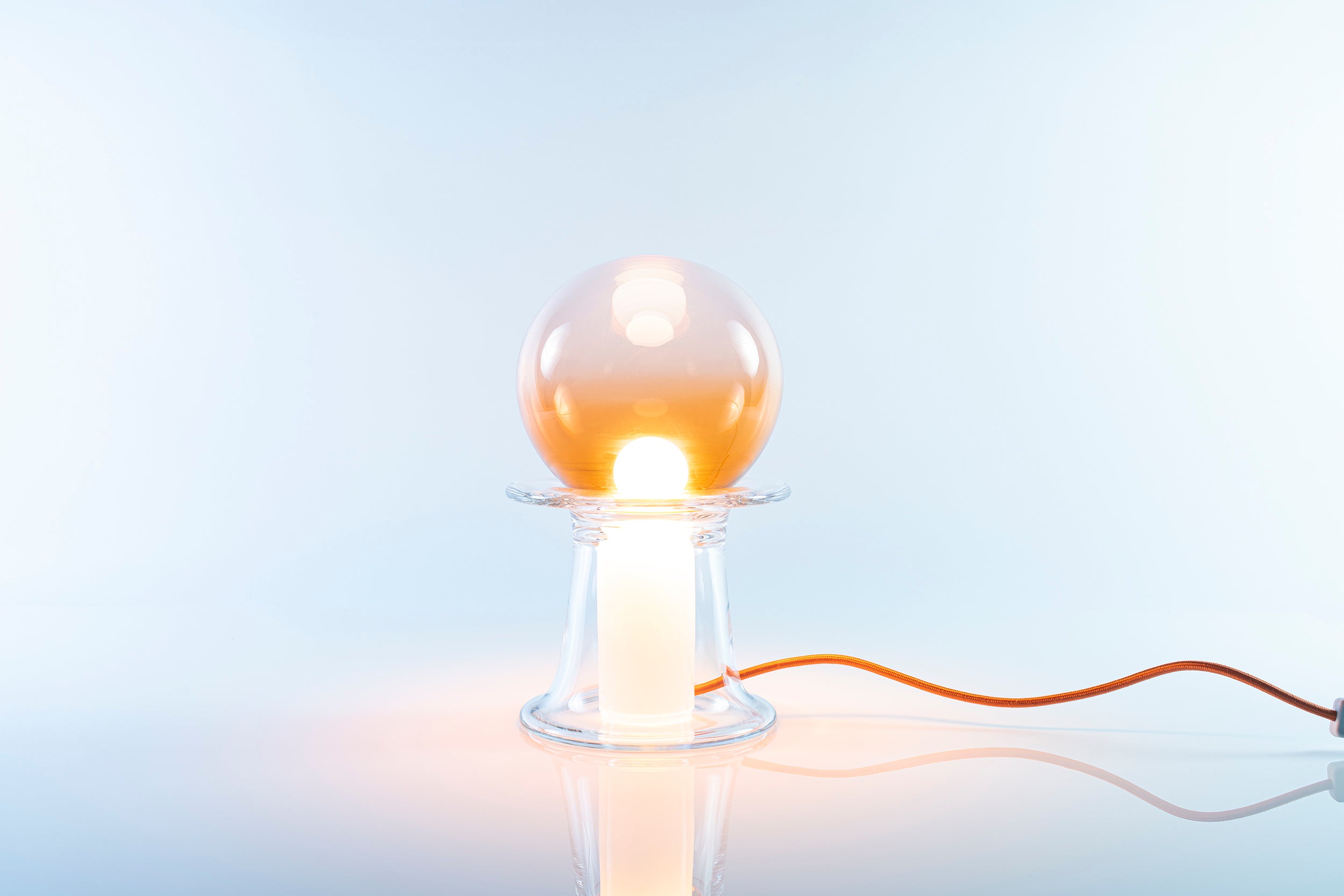 A night lamp with three part of hand-made blown forms