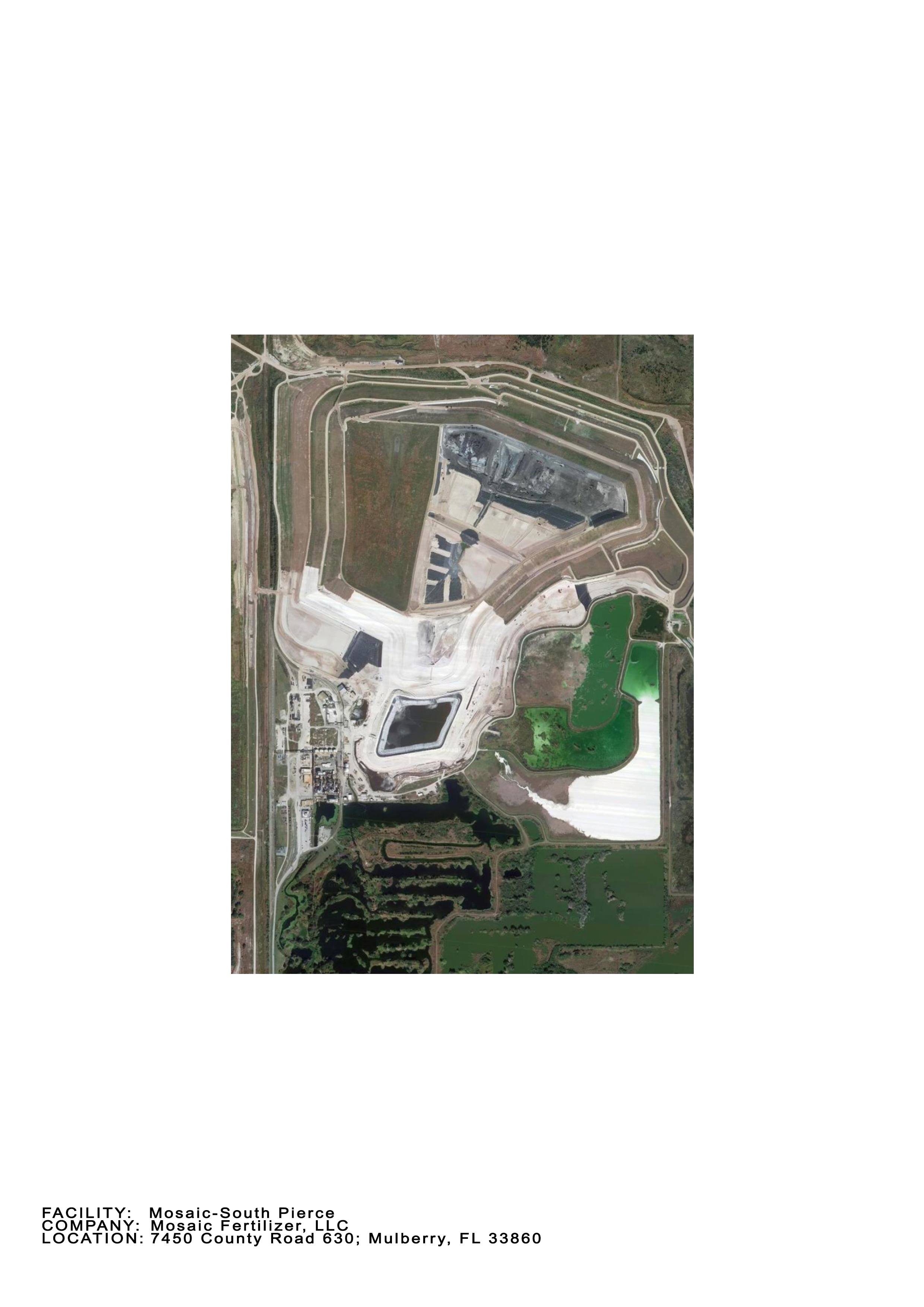 Satellite image of a gypstack built by Mosaic Fertilizer LLC in Mulberry, FL