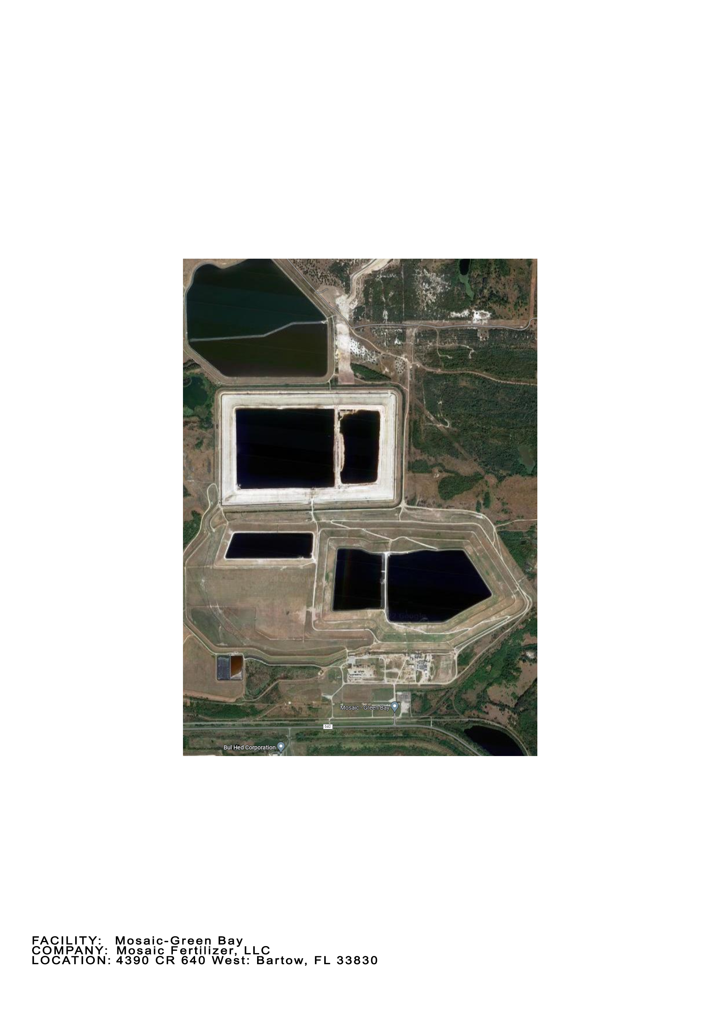 Satellite image of a gypstack built by Mosaic Fertilizer LLC in Bartow, FL 