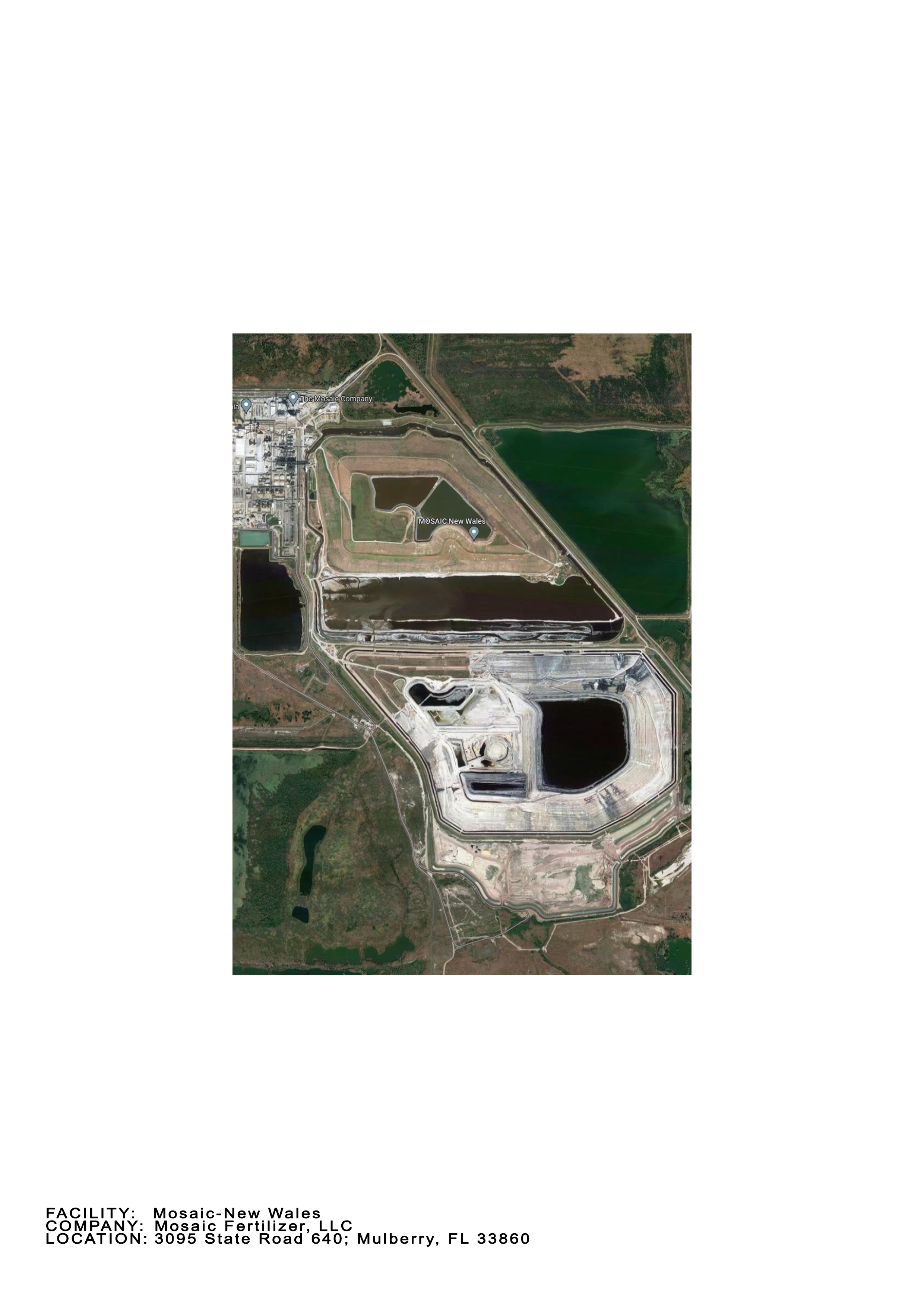Satellite image of a gypstack built by Mosaic Fertilizer LLC in Mulberry, FL