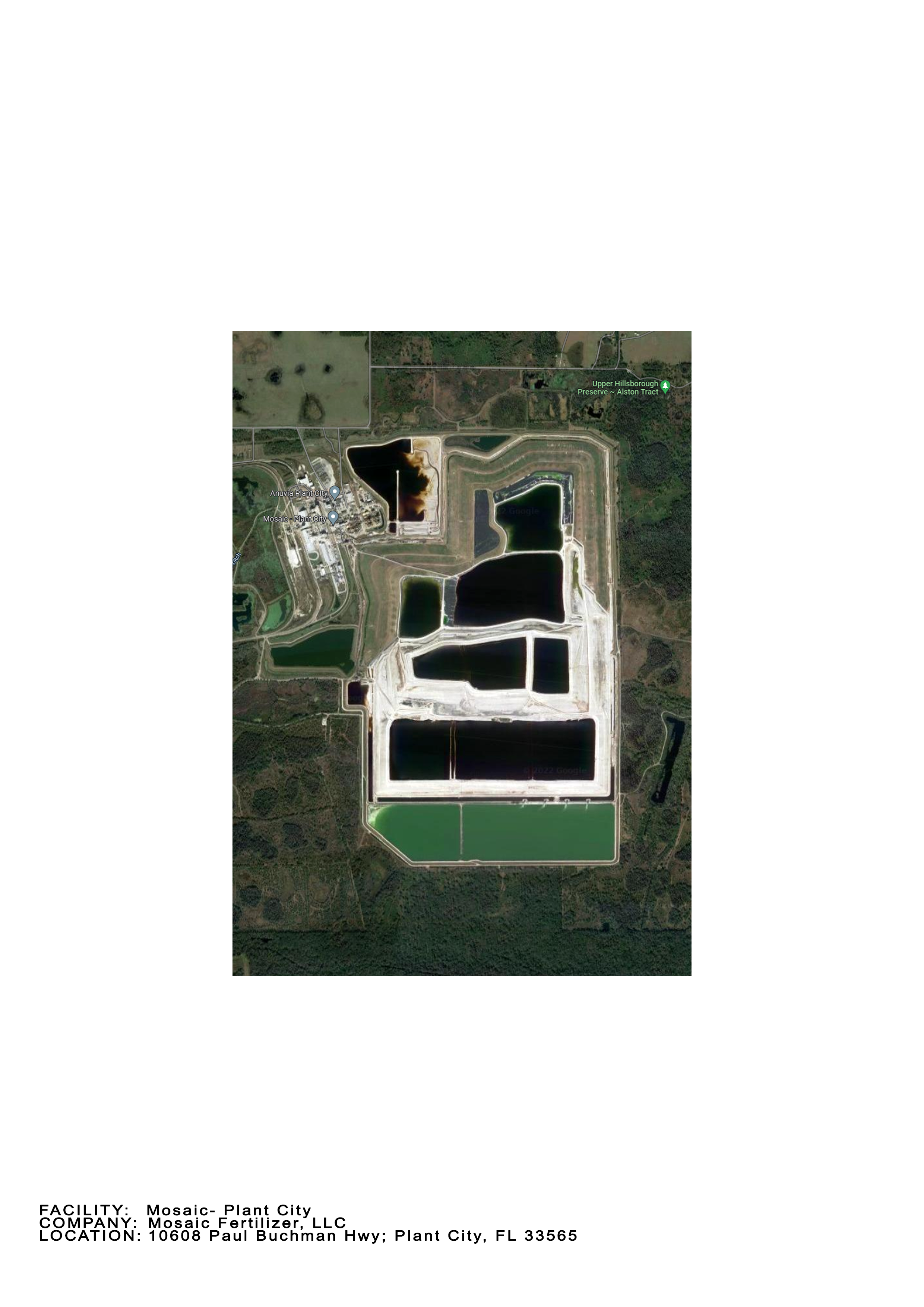 Satellite image of a gypstack built by Mosaic Fertilizer LLC in Plant City, FL