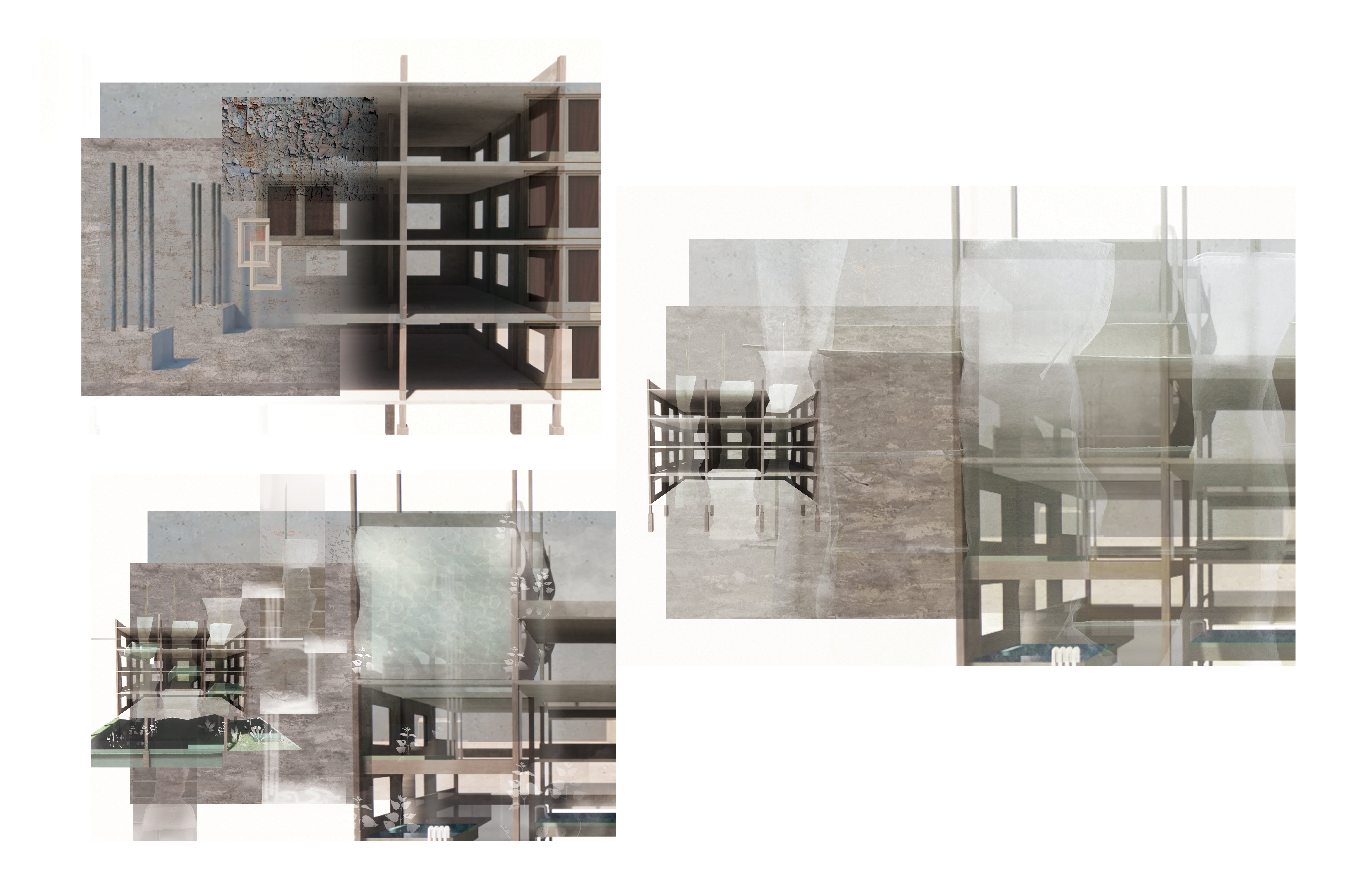 Visualizing material,tactile and spatial characteristics of the existing and adapted spaces