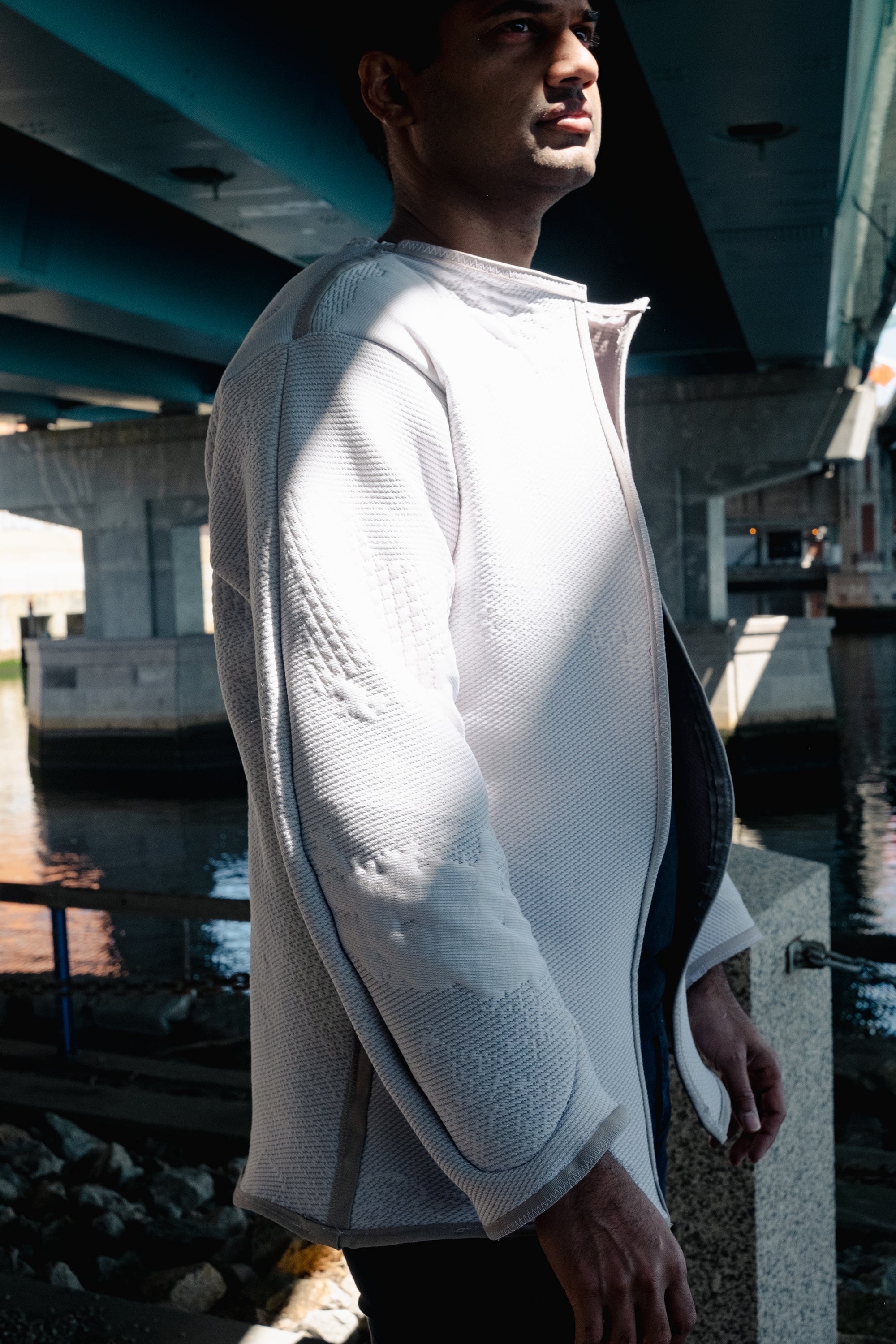 Each garment has been applied with a varied amount of phase-changing pigment, so overtime the user will be able to identify the contaminates they have come into contact with.