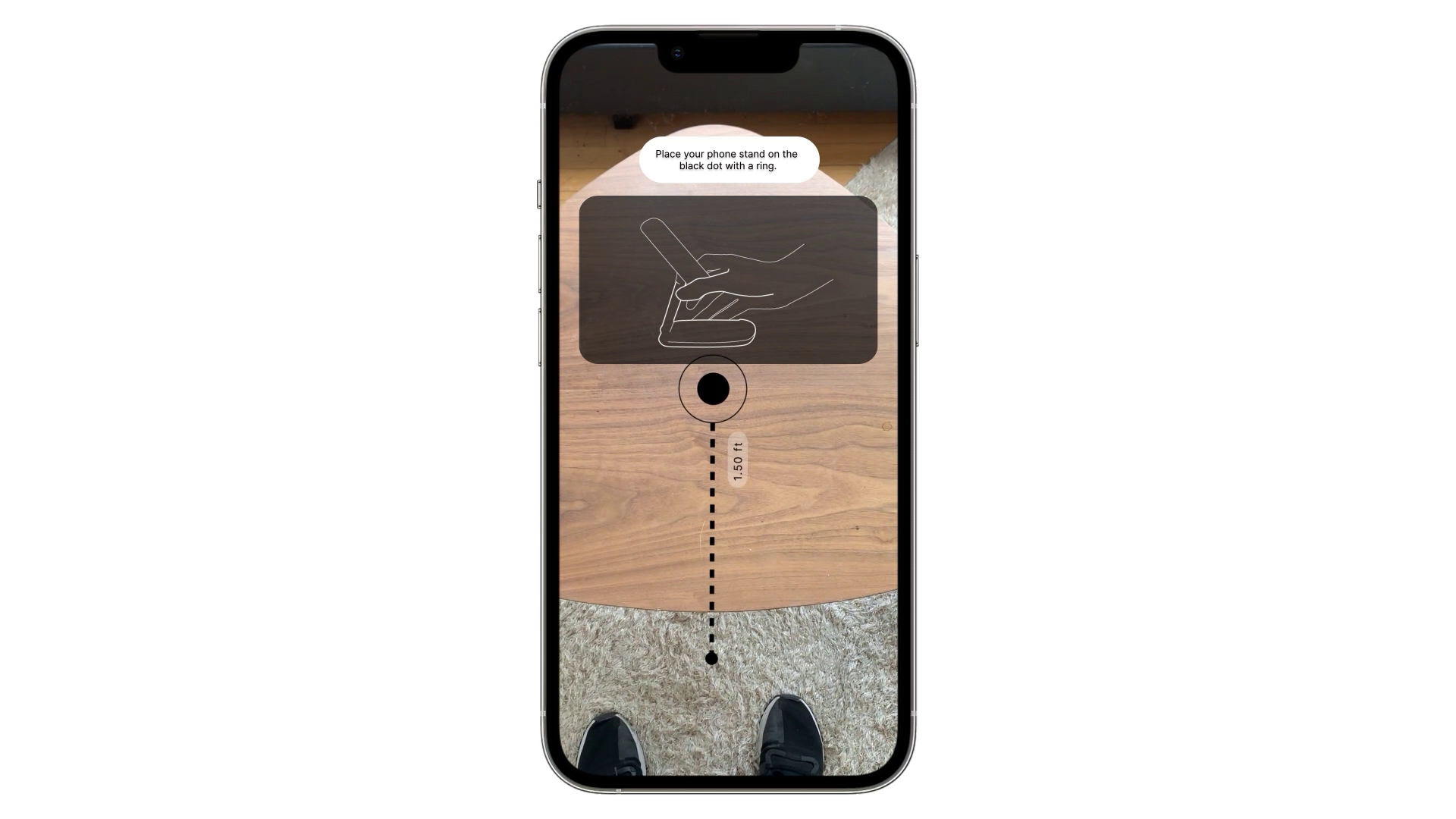 Instructions to place the phone stand.