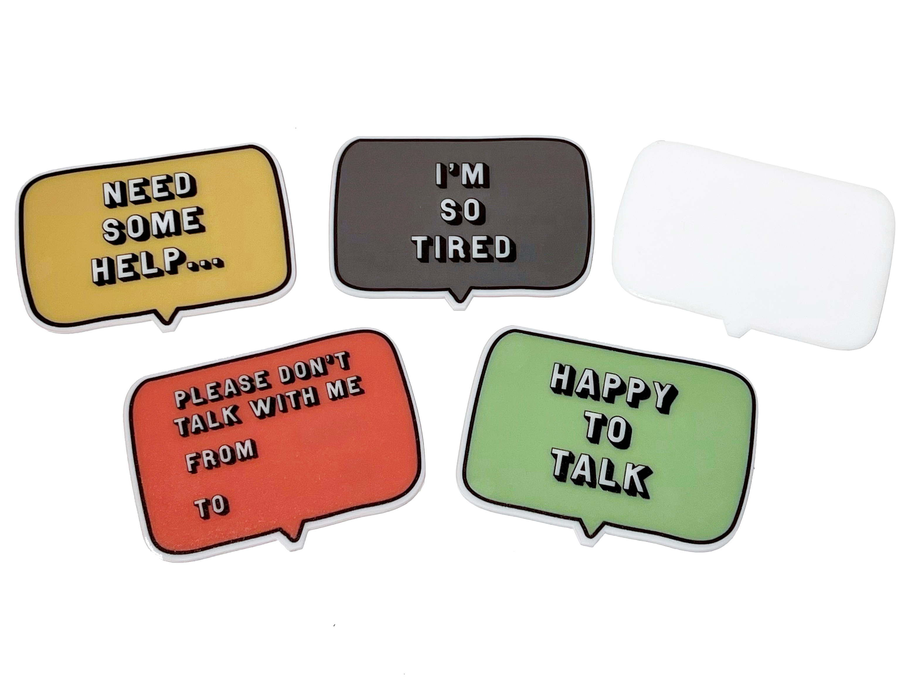 Status badges that are wearable to indicate current feelings or needs