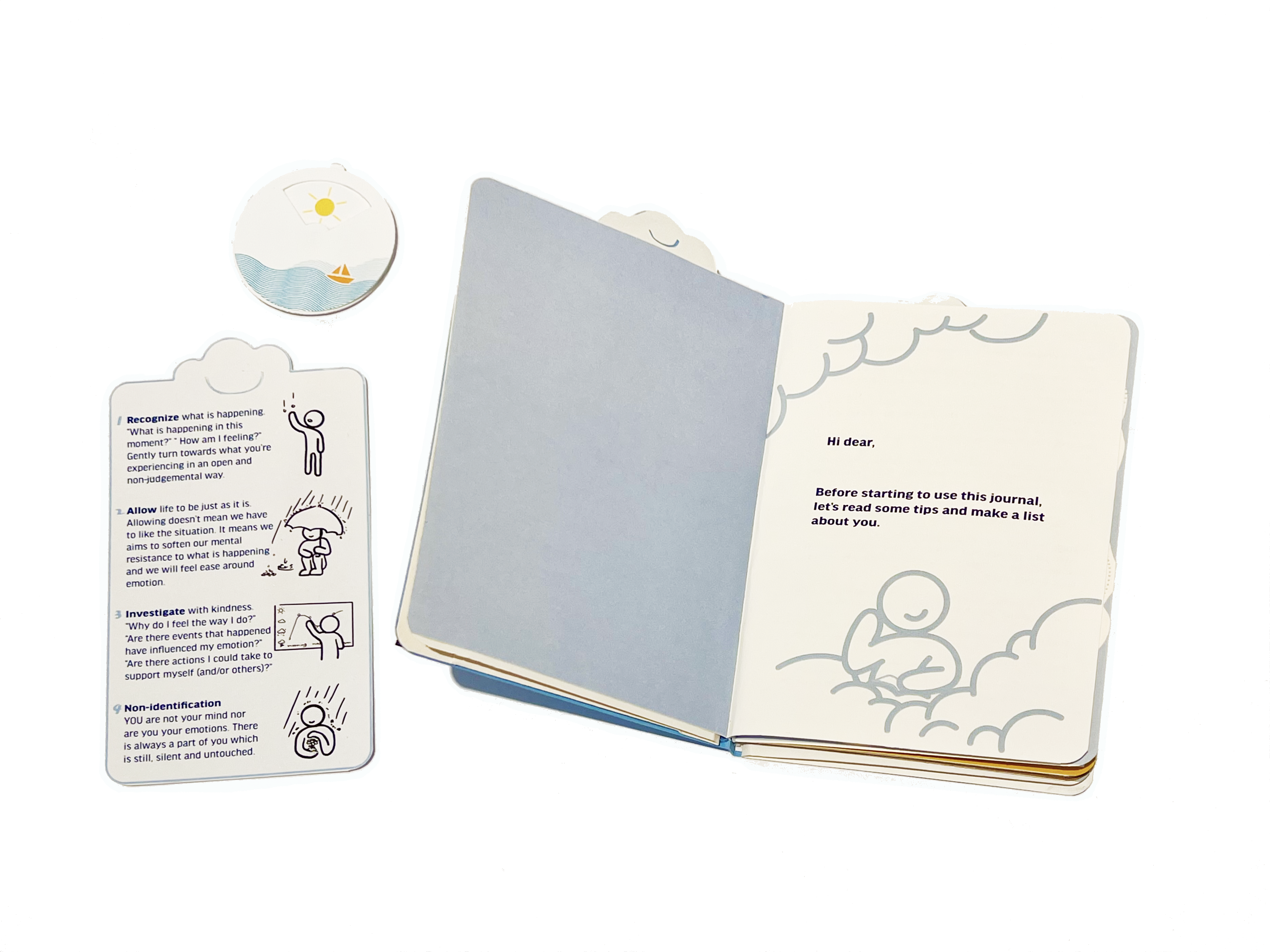 Mood journal contains an anxiety-to-do-list with sections for reflections you can write throughout the day, tips for coping with anxiety