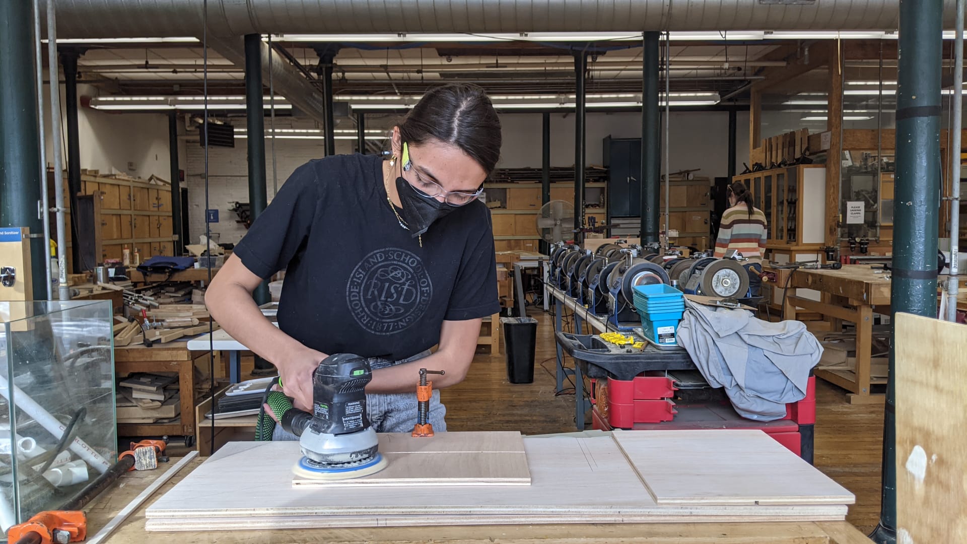Sanding birch plywood to build the crop planner