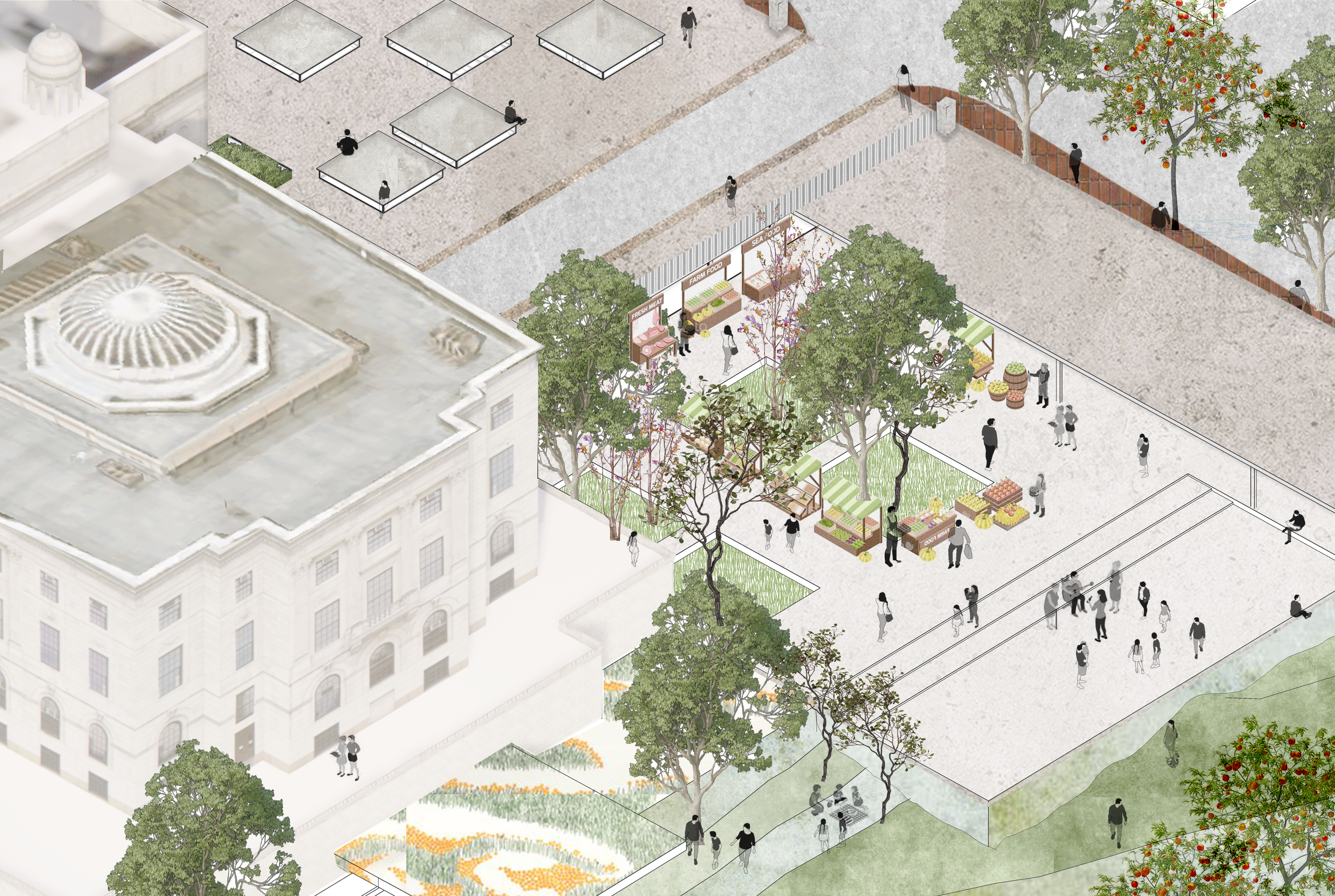 Classrooms, meeting rooms, community kitchen and cafe