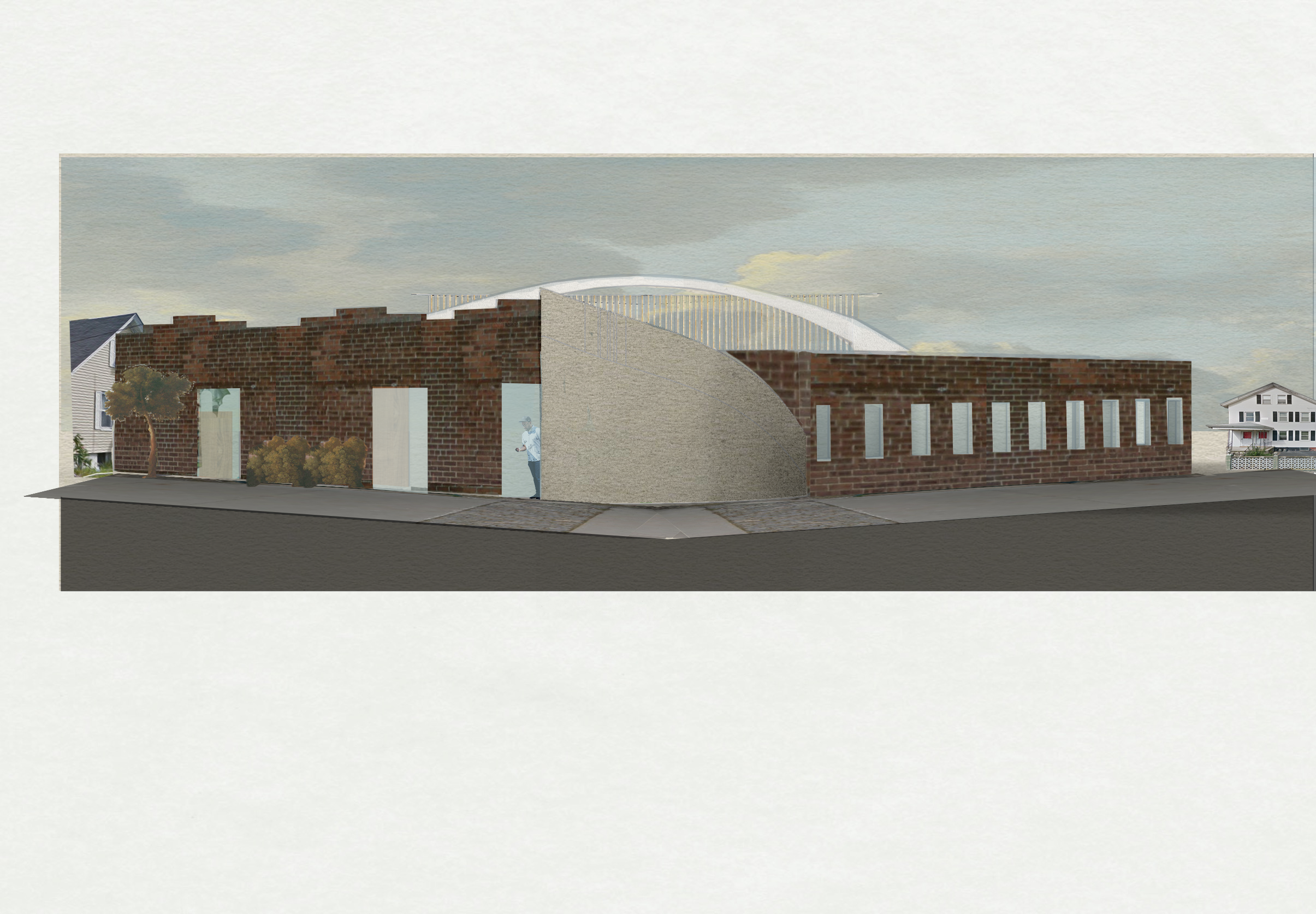 View of building from entry 