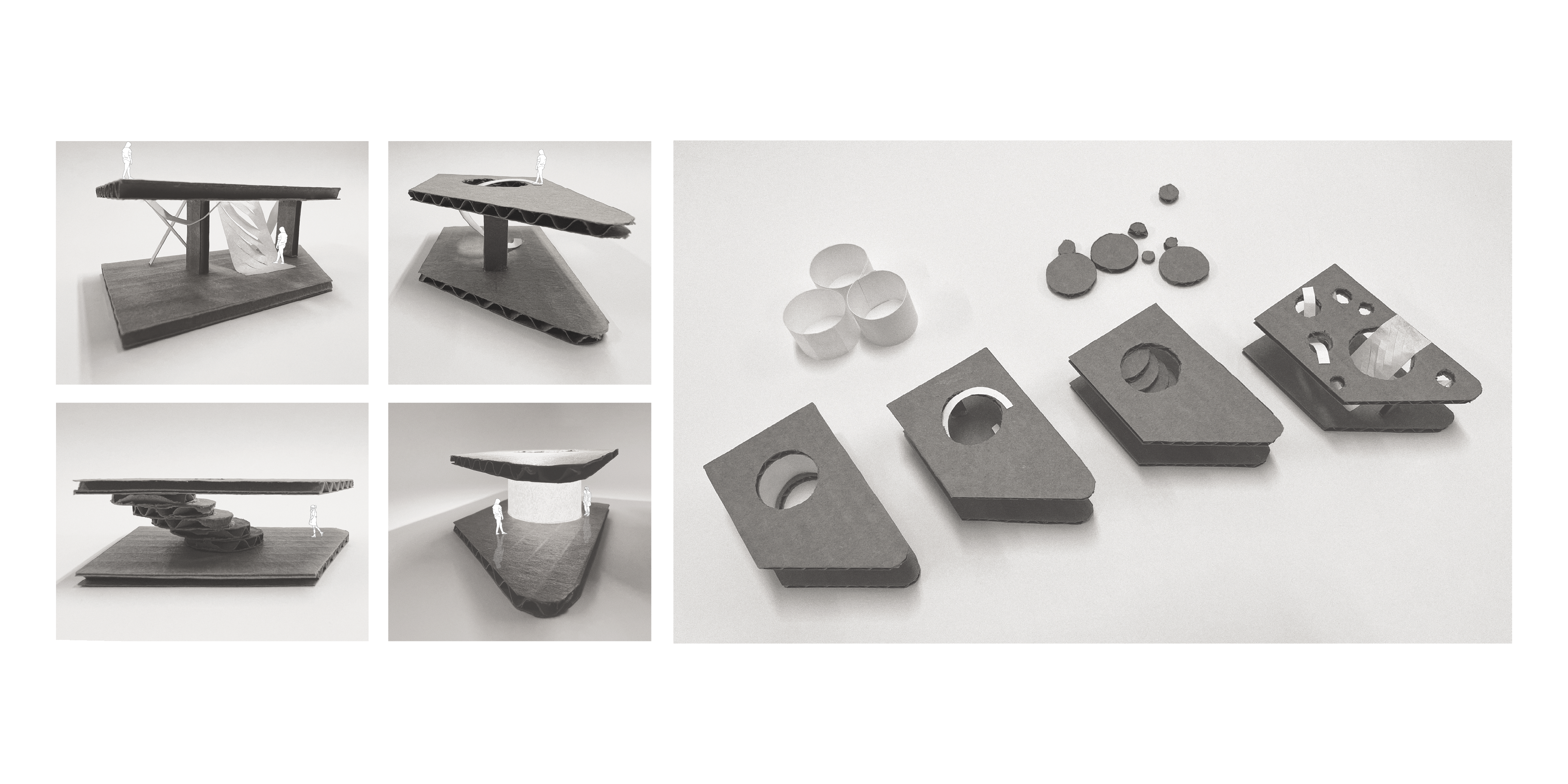 Small sketch models made for thesis project (material: cardboard, paper)