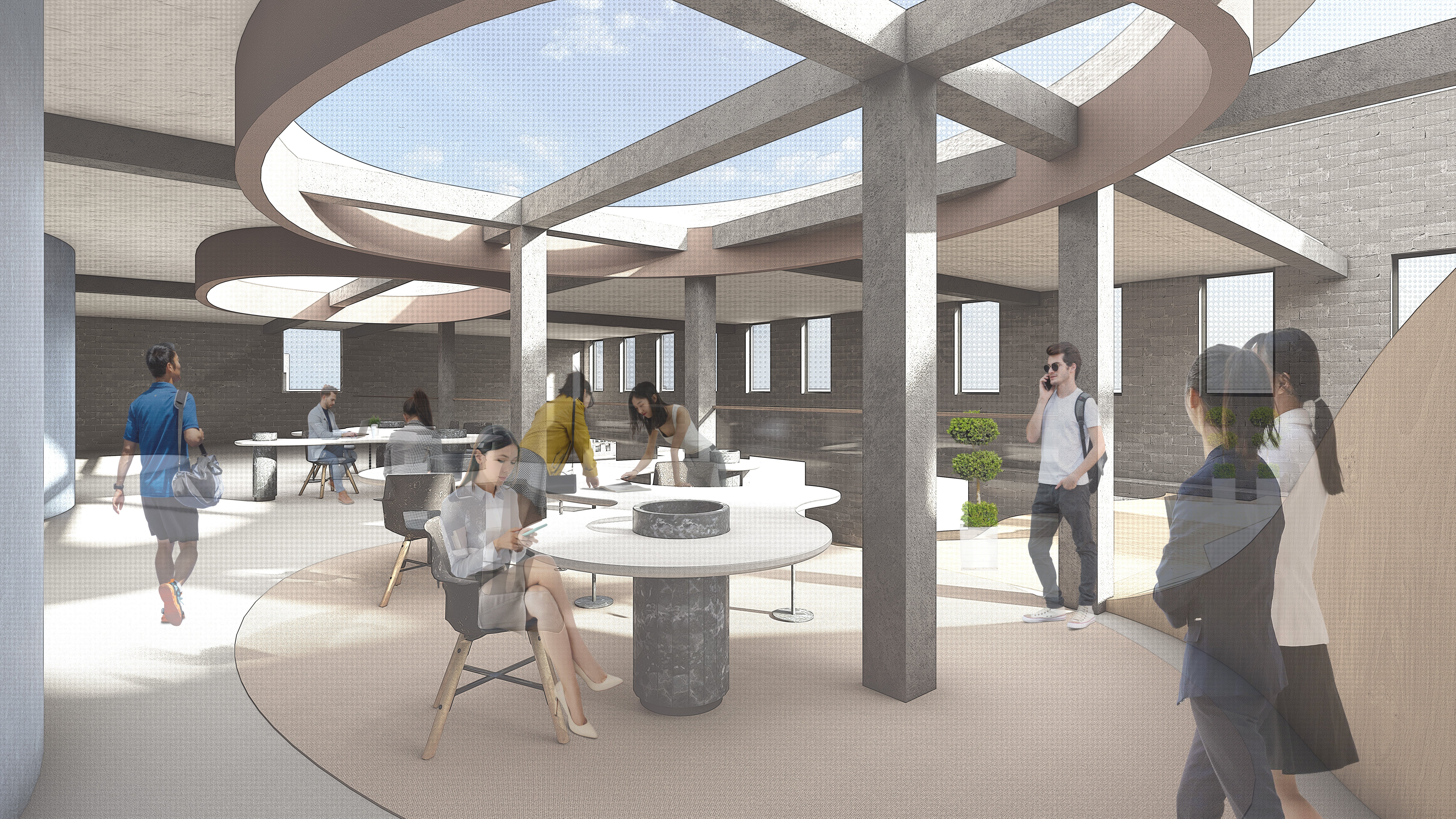 The public open working space provide a open working environment, compare with private working space, this place are more welcome for communication and collaboration, which can be a good chance for the designers to find their partners.
