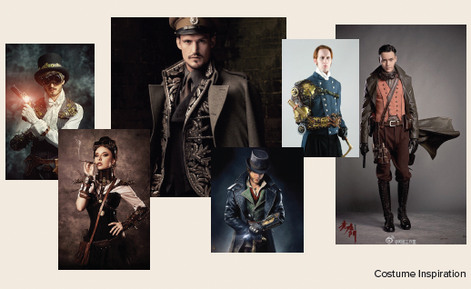 Costume Insporation taken from the internet showing people dressed in steam-punk like outfits, portraying a certain aspect of the show