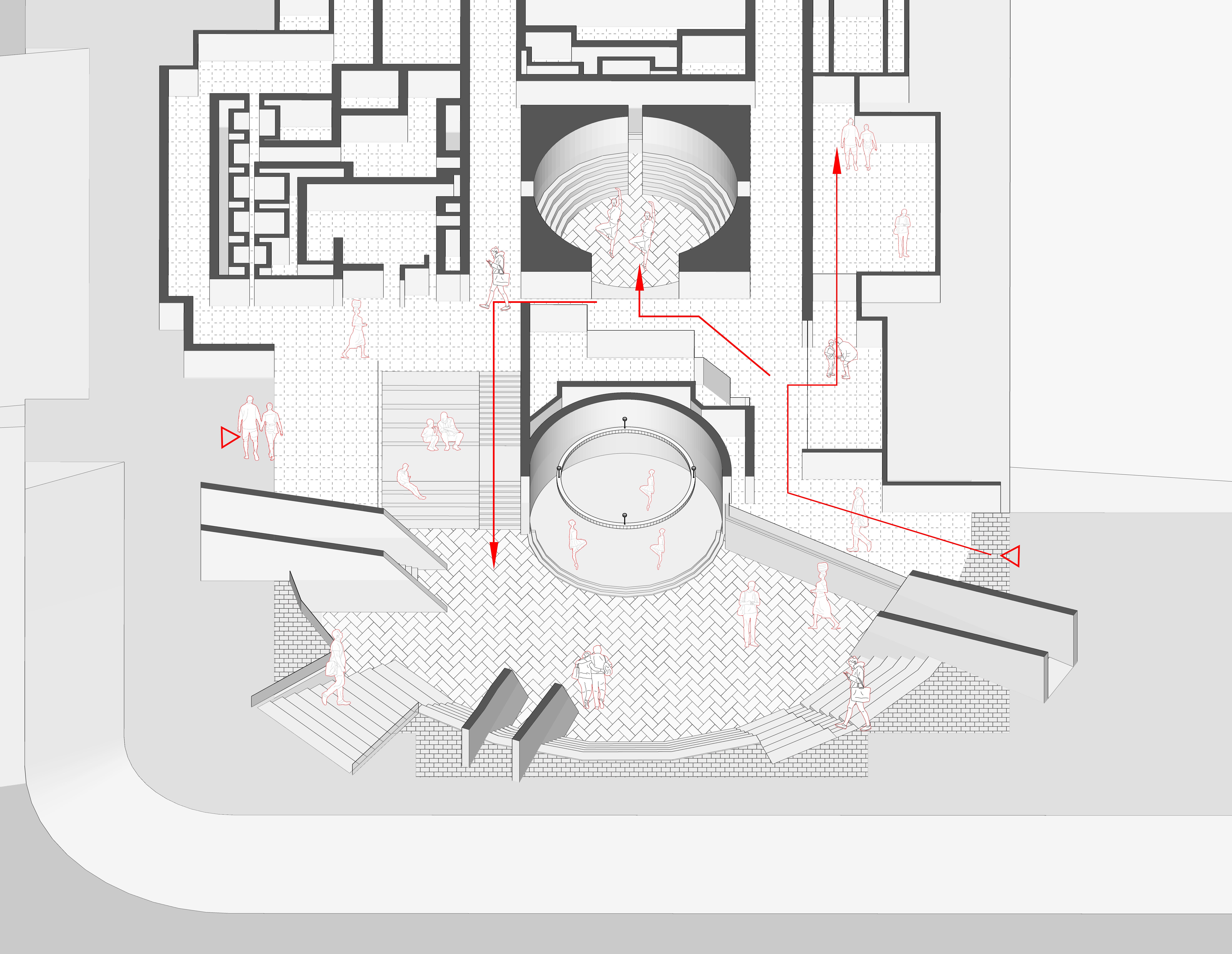 The entrance for people to enter the Third Chamber and the circulation