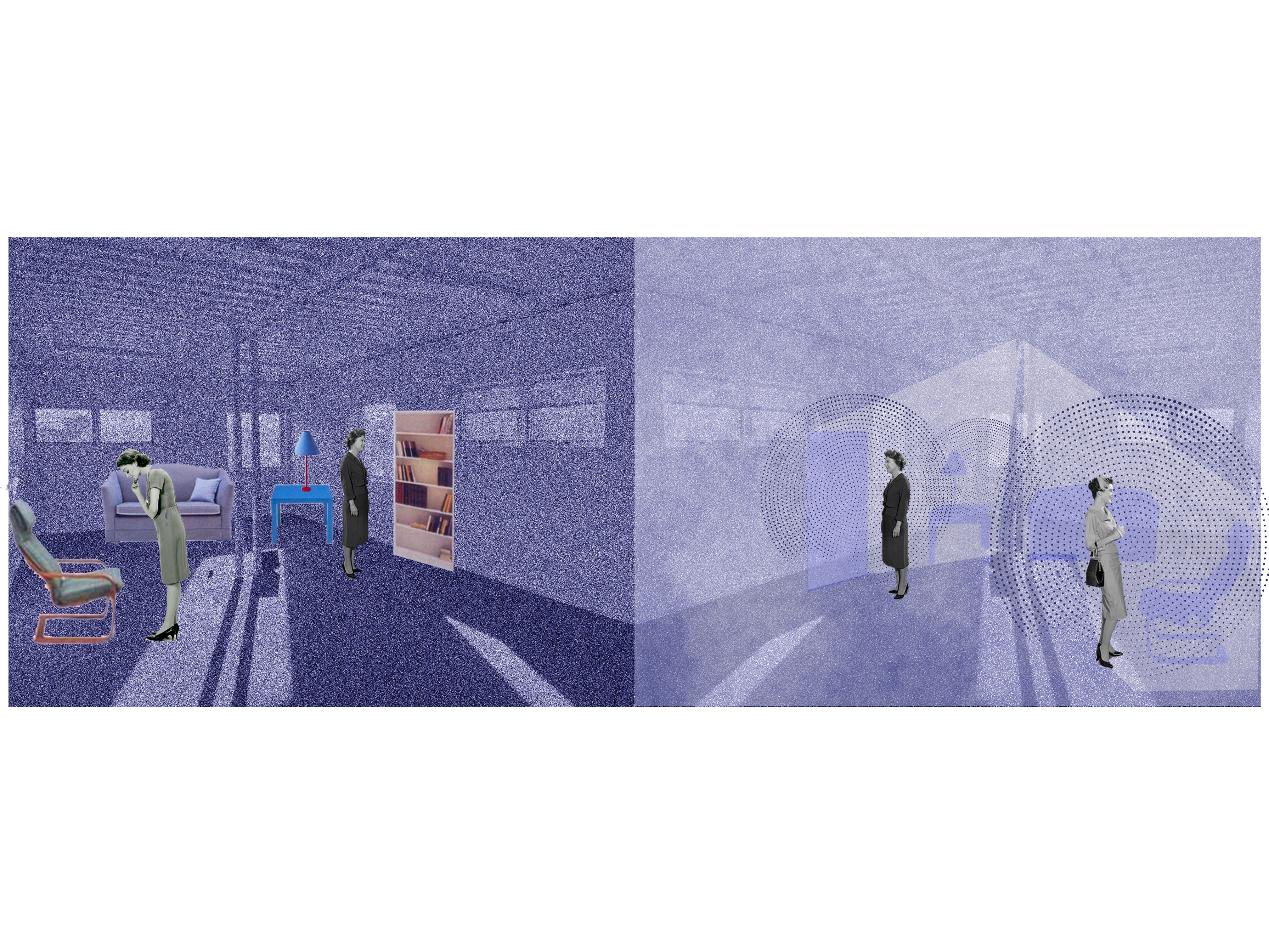 People in a room full of objects versus people in a room without objects 