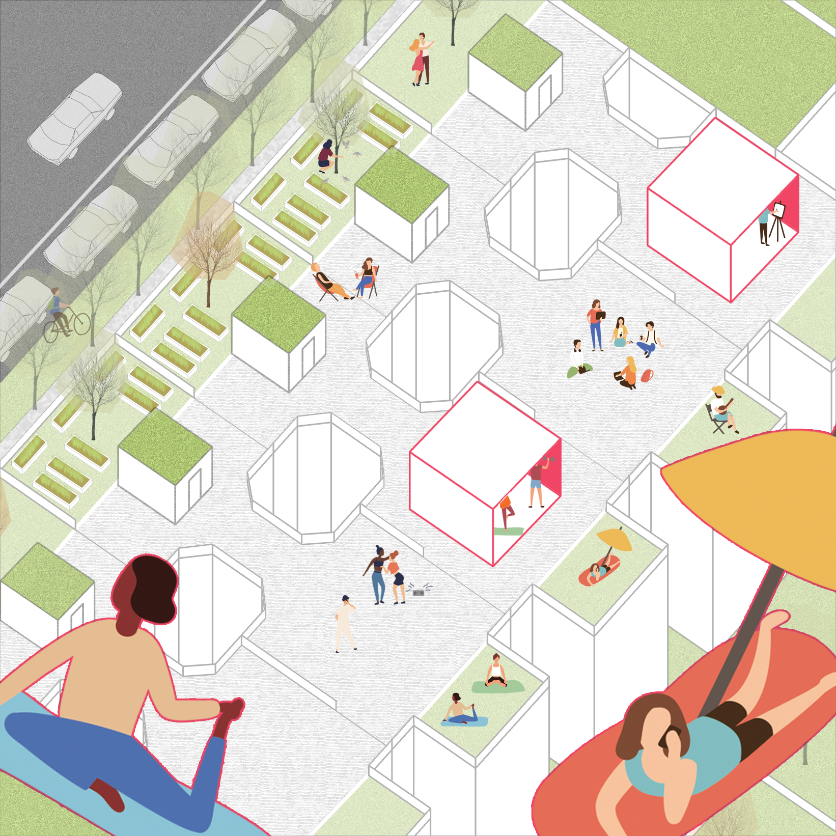 Rooftop greening and independent rooms become the new amenities for people to do sports, grow plants, and enjoy the open space with sunlight and fresh air.