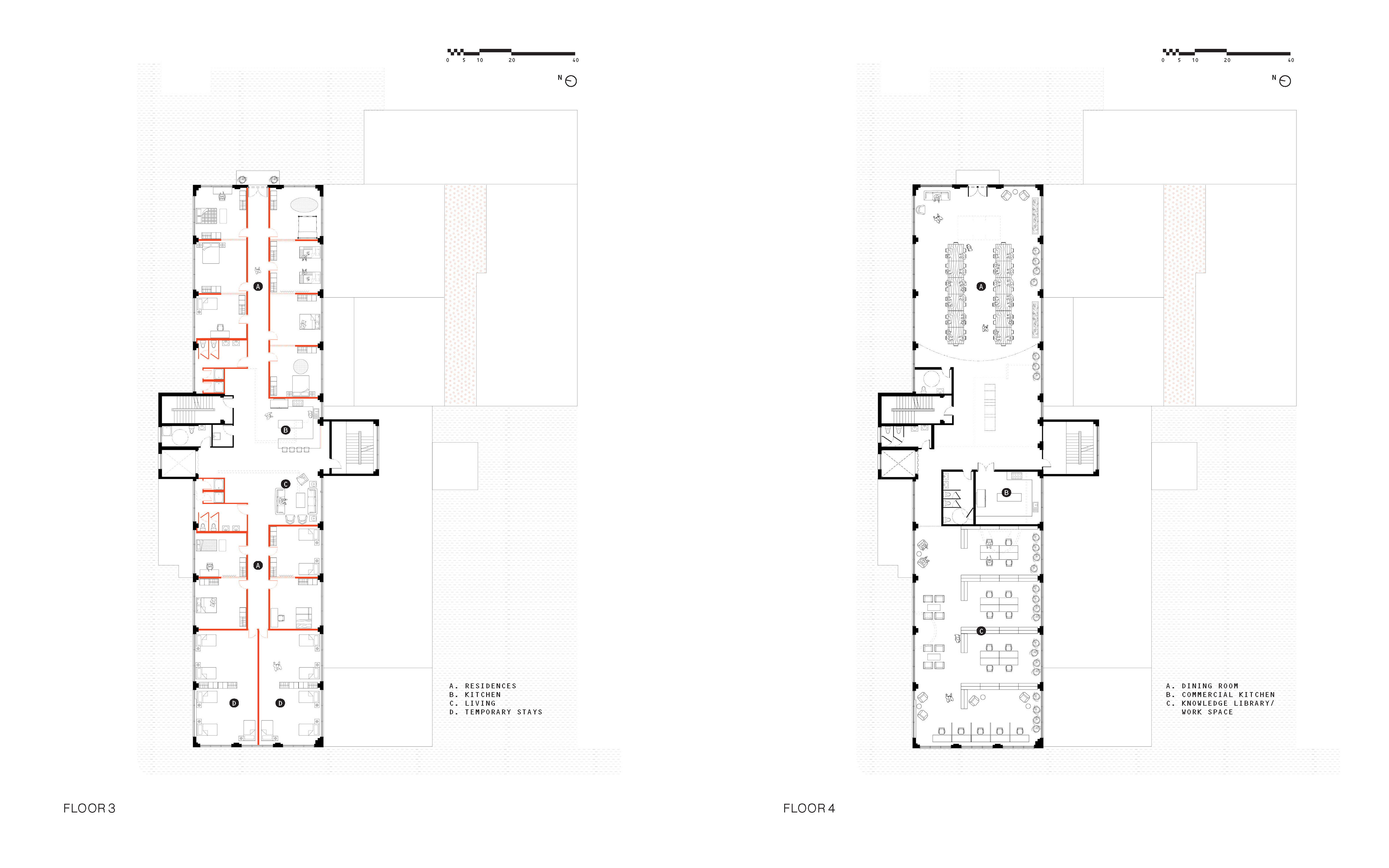 2 floor plans showing third and fourth floor  