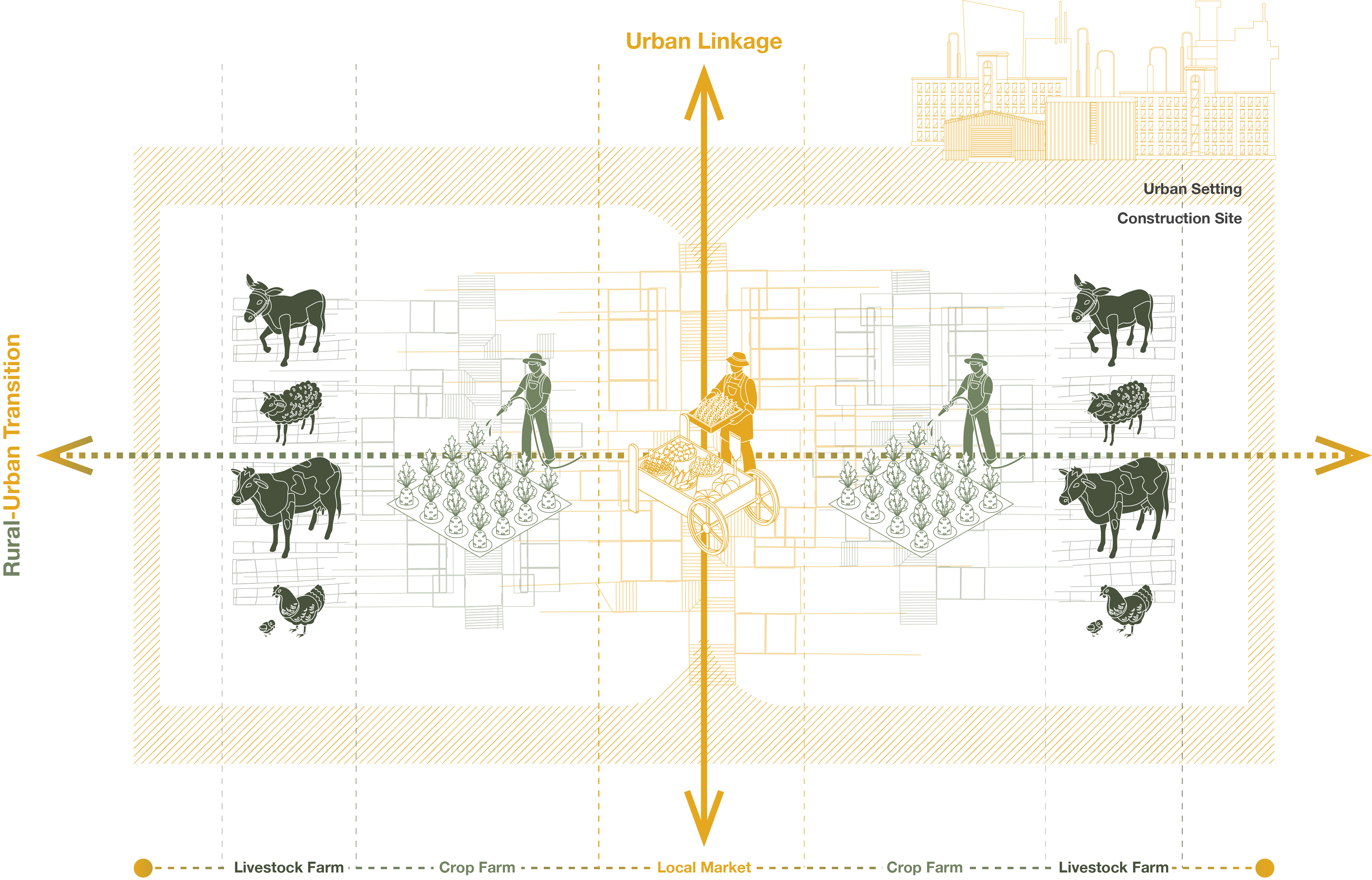 Add walkable linkages within the urban context and a create rural-urban transition