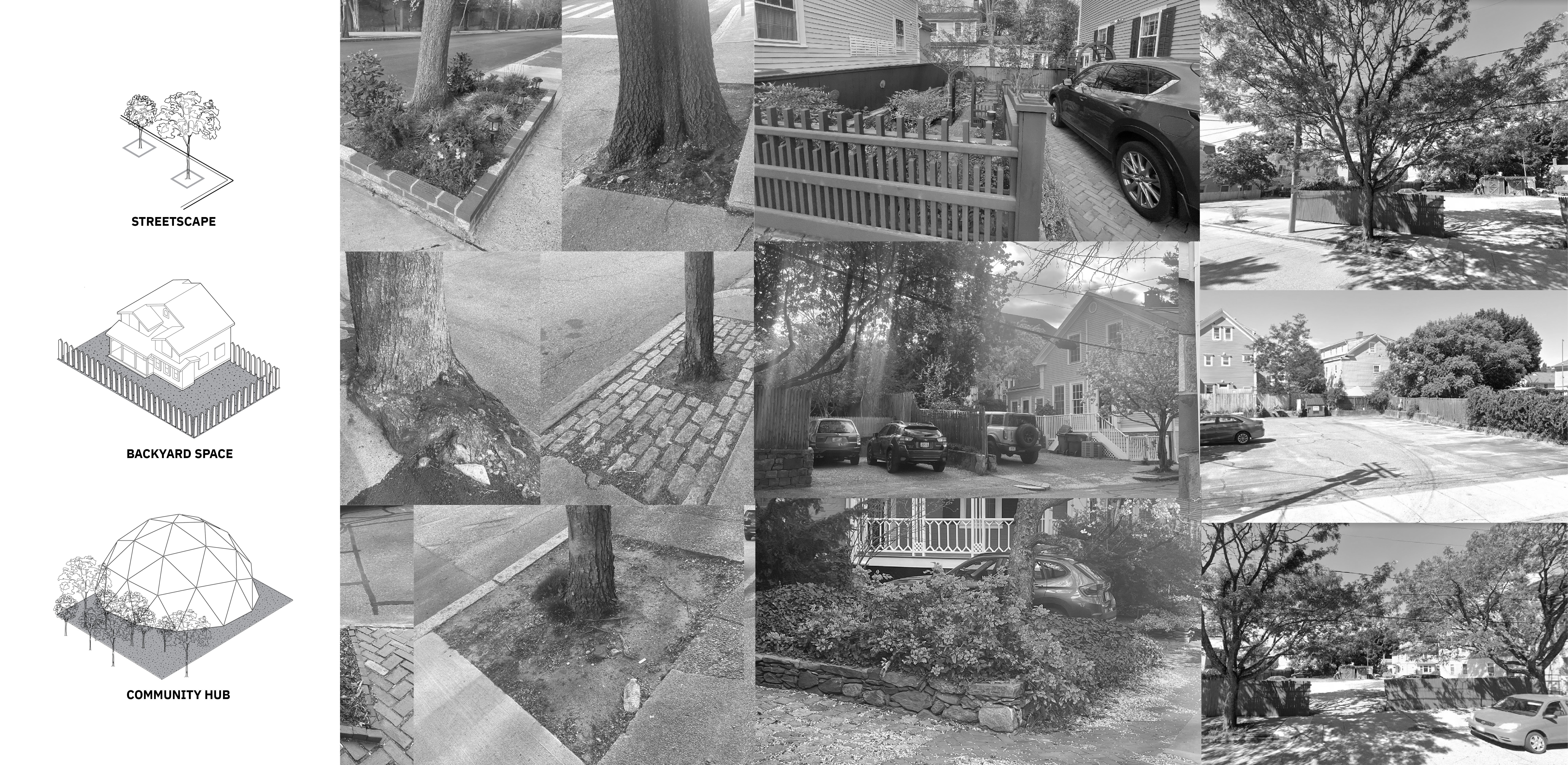 In a typical urban neighborhood in the US, residential buildings are usually next to each other and leave the appliable open space very limited. This project identified three most common and neglected open space: streetscape, backyards and community hubs as opportunities for soil to be connected again to each other.