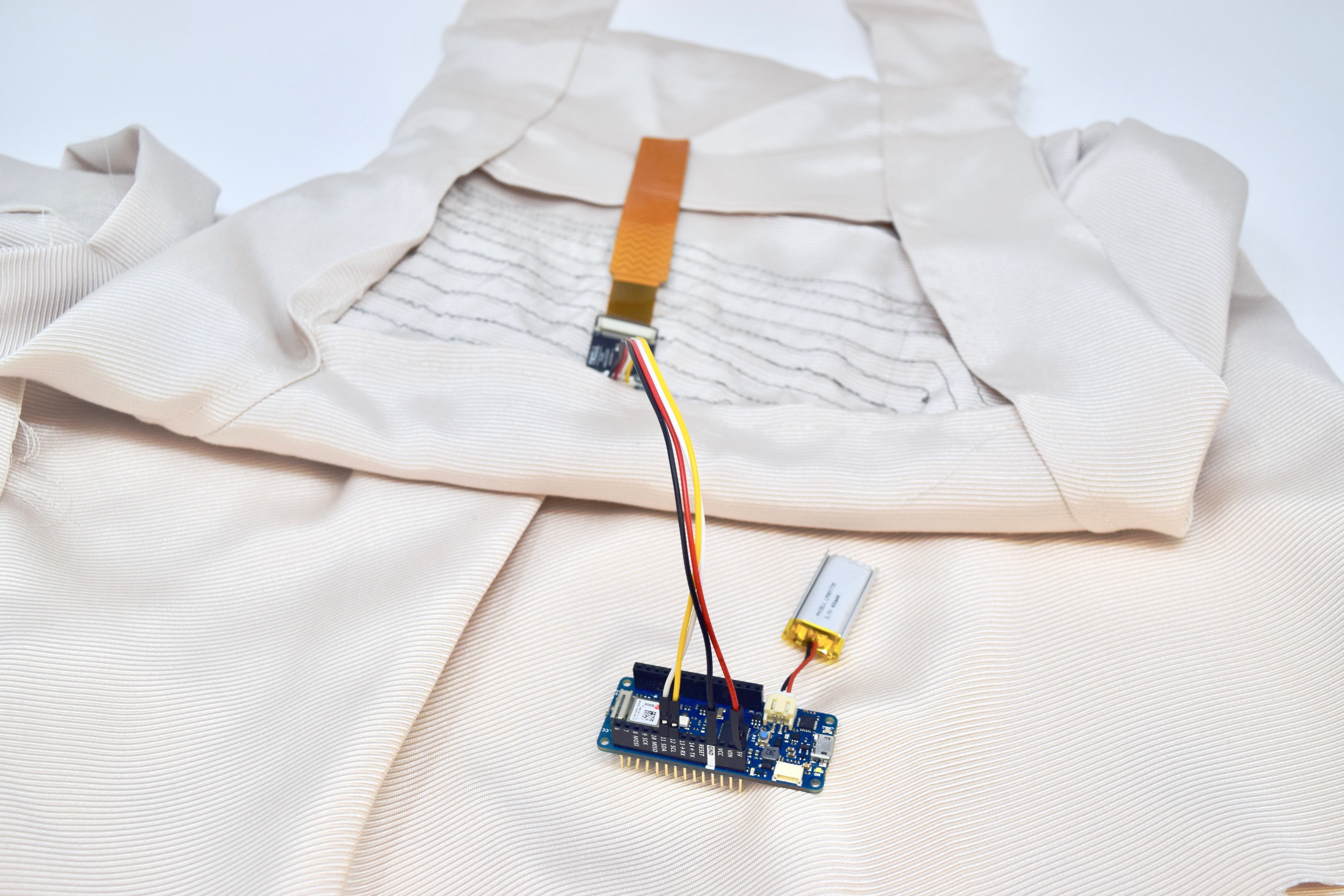 Image of the higher fidelity prototype using conductive threads